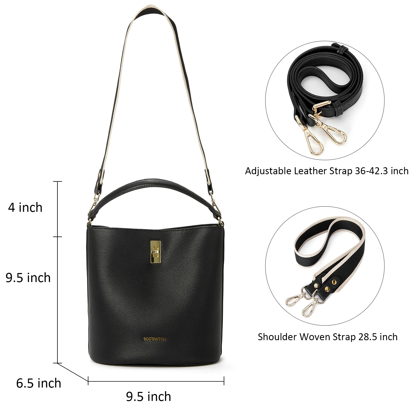 BOSTANTEN Leather Handbags for Women Designer Hobo Bucket Purses Fashion Ladies Crossbody Bags for Work Travel Daily - Image 7