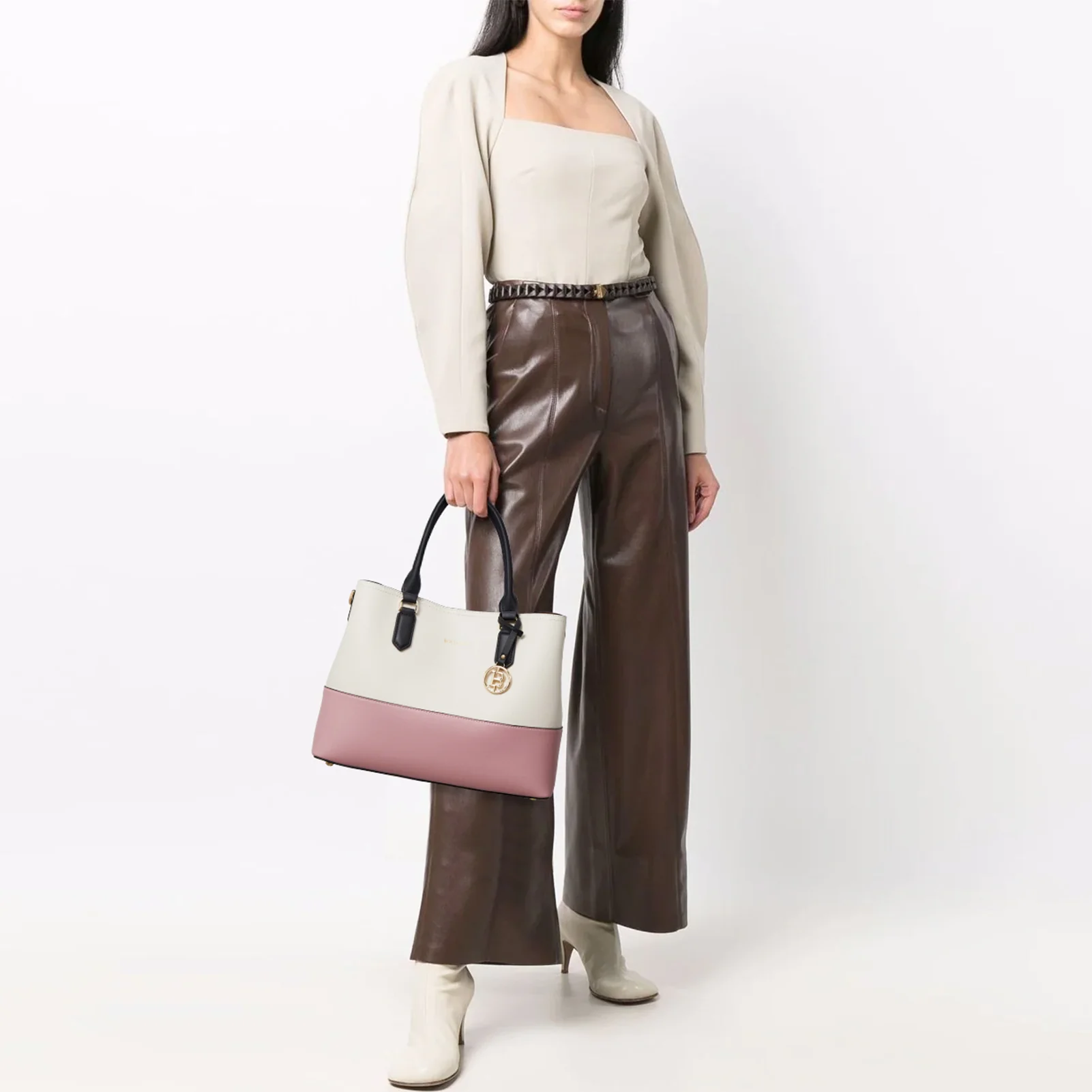 BOSTANTEN Leather Handbags for Women Designer Satchel Purses Top Handle Shoulder Crossbody Bag with Triple Compartment - Image 2