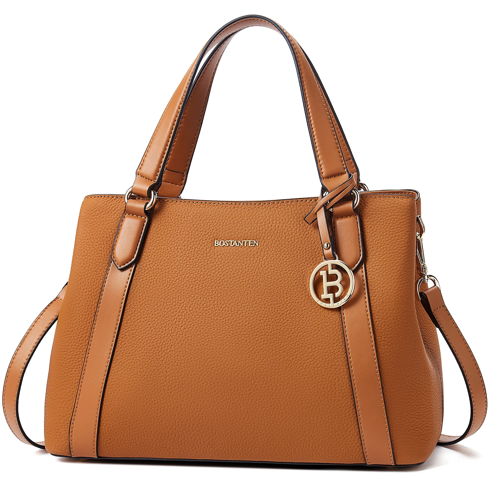 BOSTANTEN Leather Handbags for Women Designer Satchel Purses Top Handle Shoulder Crossbody Bag with Triple Compartment - Image 3