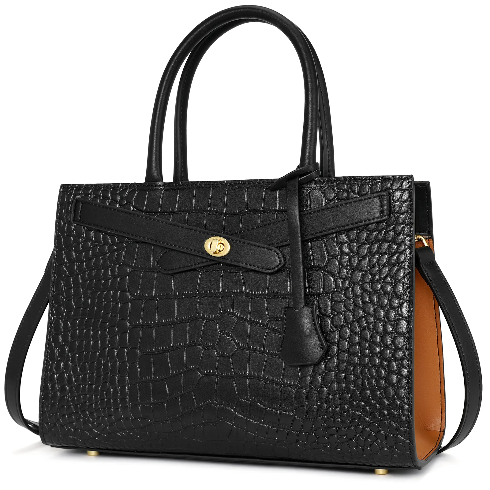 BOSTANTEN Leather Handbags for Women Fashion Satchel Purses Top Handle Tote Work Shoulder Bags Crocodile Pattern - Image 2