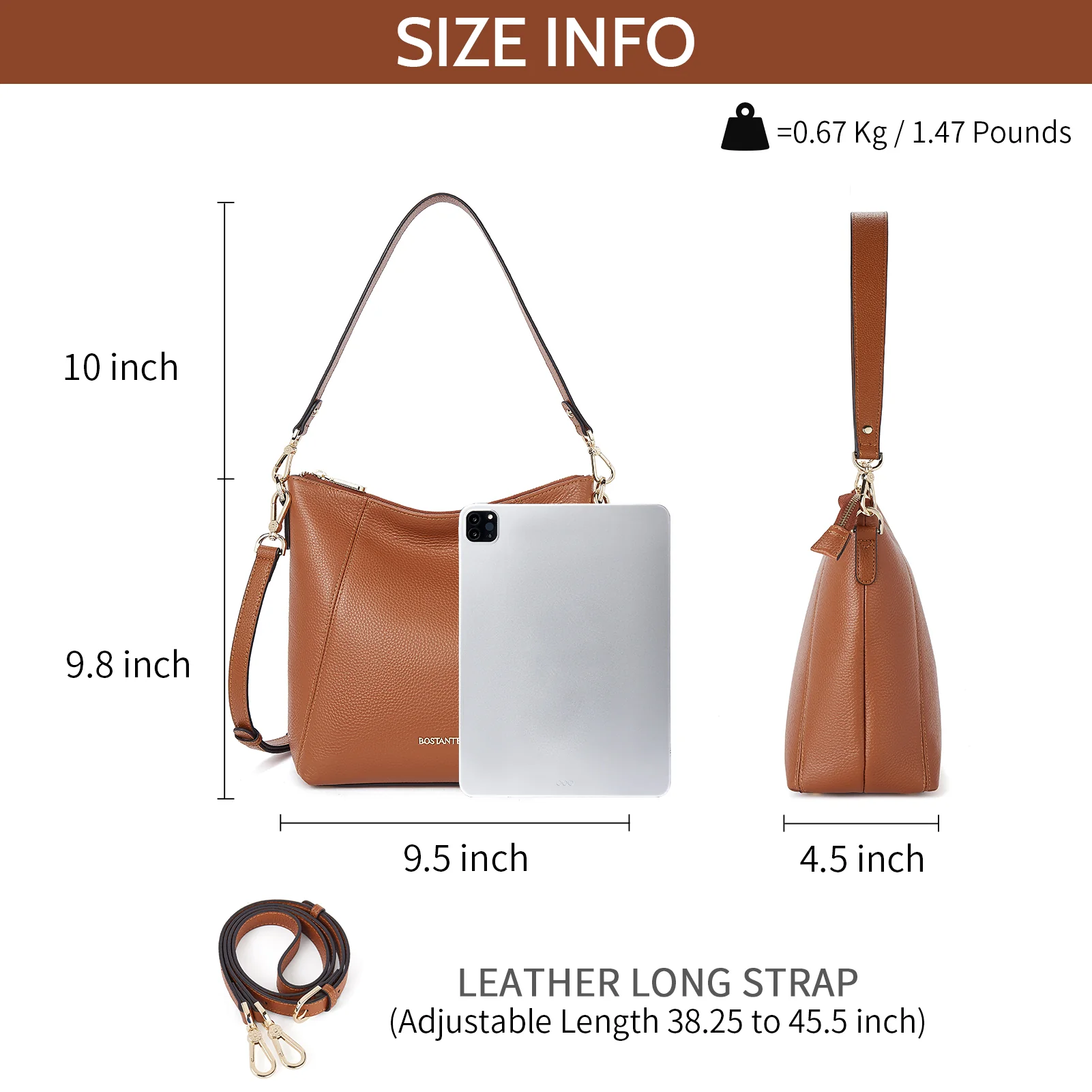 BOSTANTEN Leather Hobo Handbags Designer Purses for Women Shoulder Crossbody Bags - Image 4