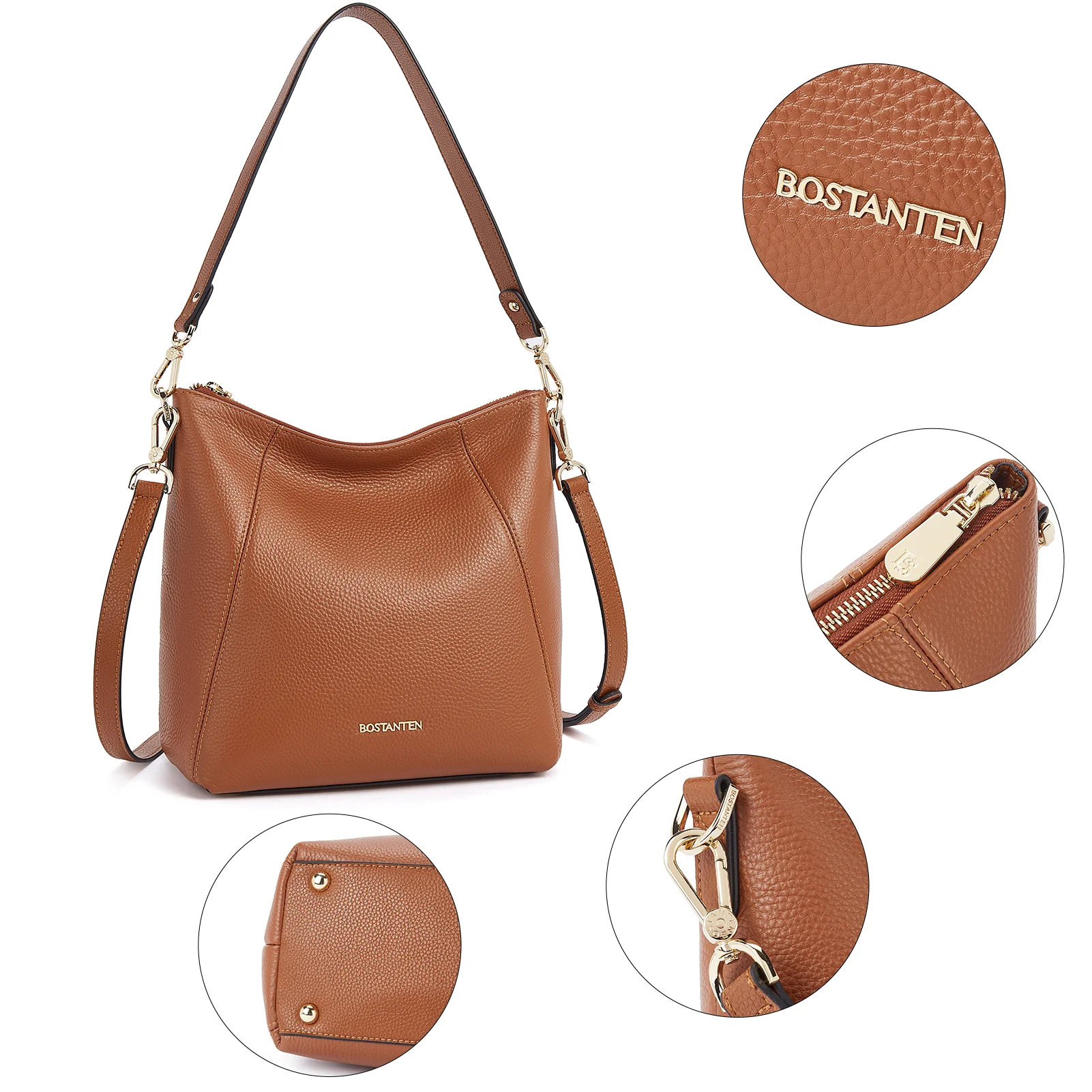 BOSTANTEN Leather Hobo Handbags Designer Purses for Women Shoulder Crossbody Bags - Image 5