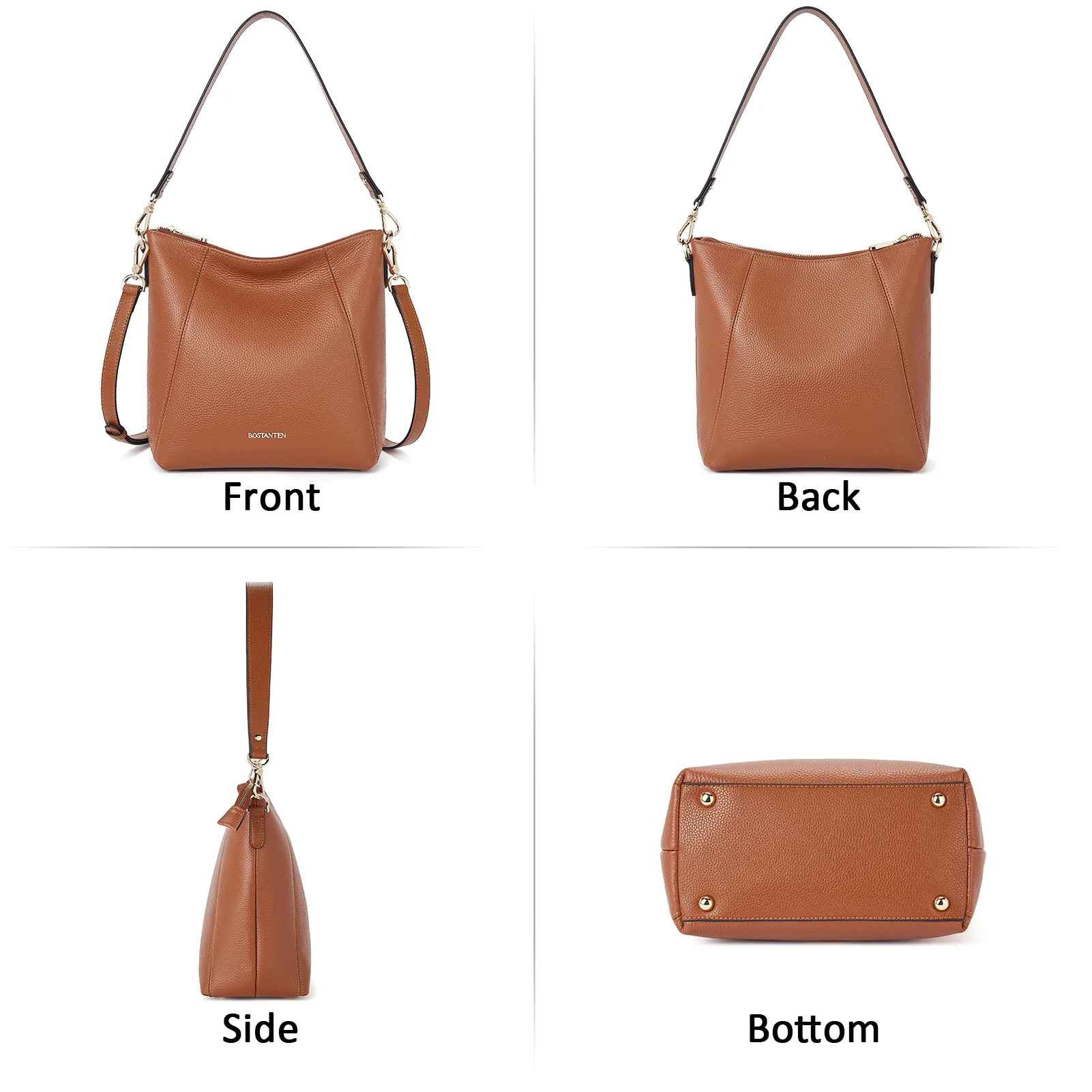 BOSTANTEN Leather Hobo Handbags Designer Purses for Women Shoulder Crossbody Bags - Image 7