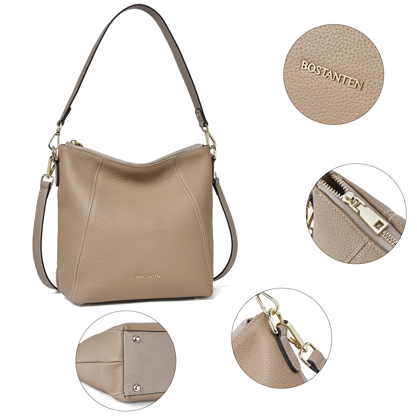 BOSTANTEN Leather Hobo Handbags Designer Purses for Women Shoulder Crossbody Bags - Image 11