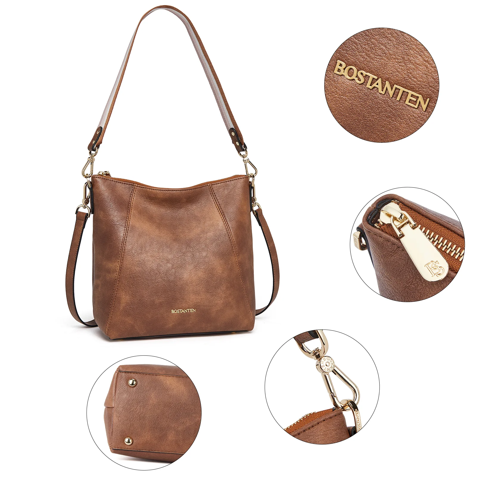 BOSTANTEN Leather Hobo Handbags Designer Purses for Women Shoulder Crossbody Bags - Image 10