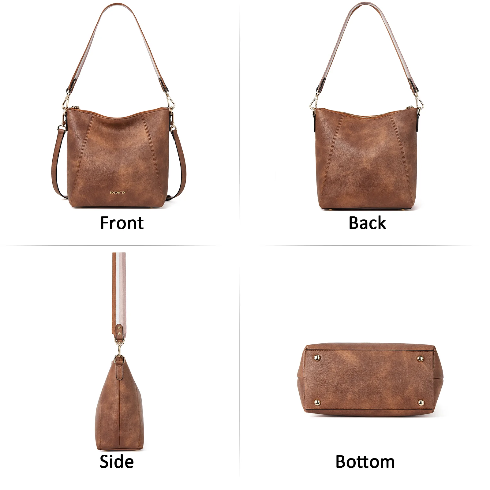 BOSTANTEN Leather Hobo Handbags Designer Purses for Women Shoulder Crossbody Bags - Image 13