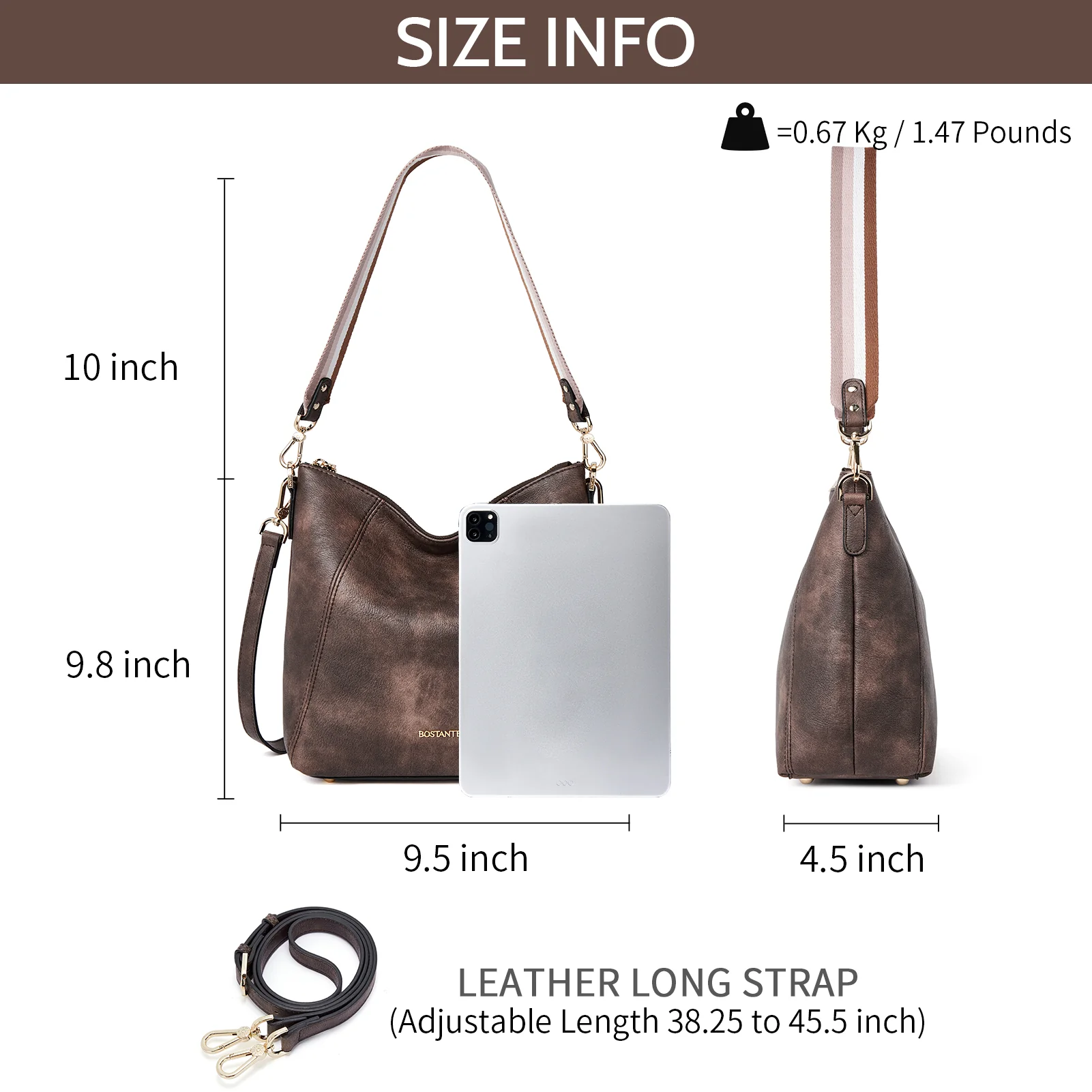 BOSTANTEN Leather Hobo Handbags Designer Purses for Women Shoulder Crossbody Bags - Image 3