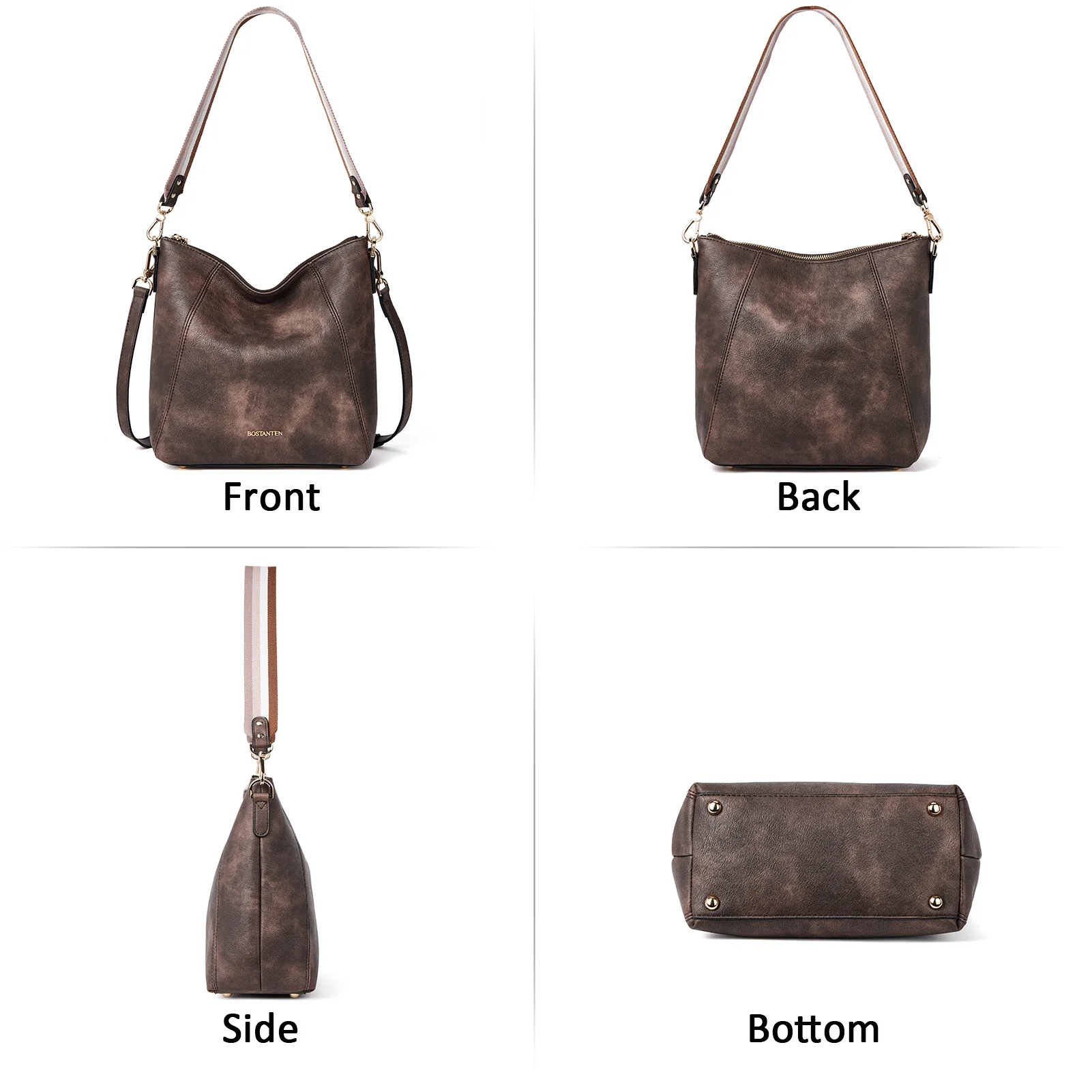 BOSTANTEN Leather Hobo Handbags Designer Purses for Women Shoulder Crossbody Bags - Image 5