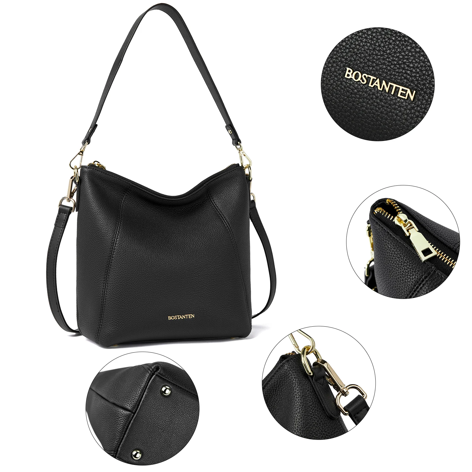 BOSTANTEN Leather Hobo Handbags Designer Purses for Women Shoulder Crossbody Bags - Image 5