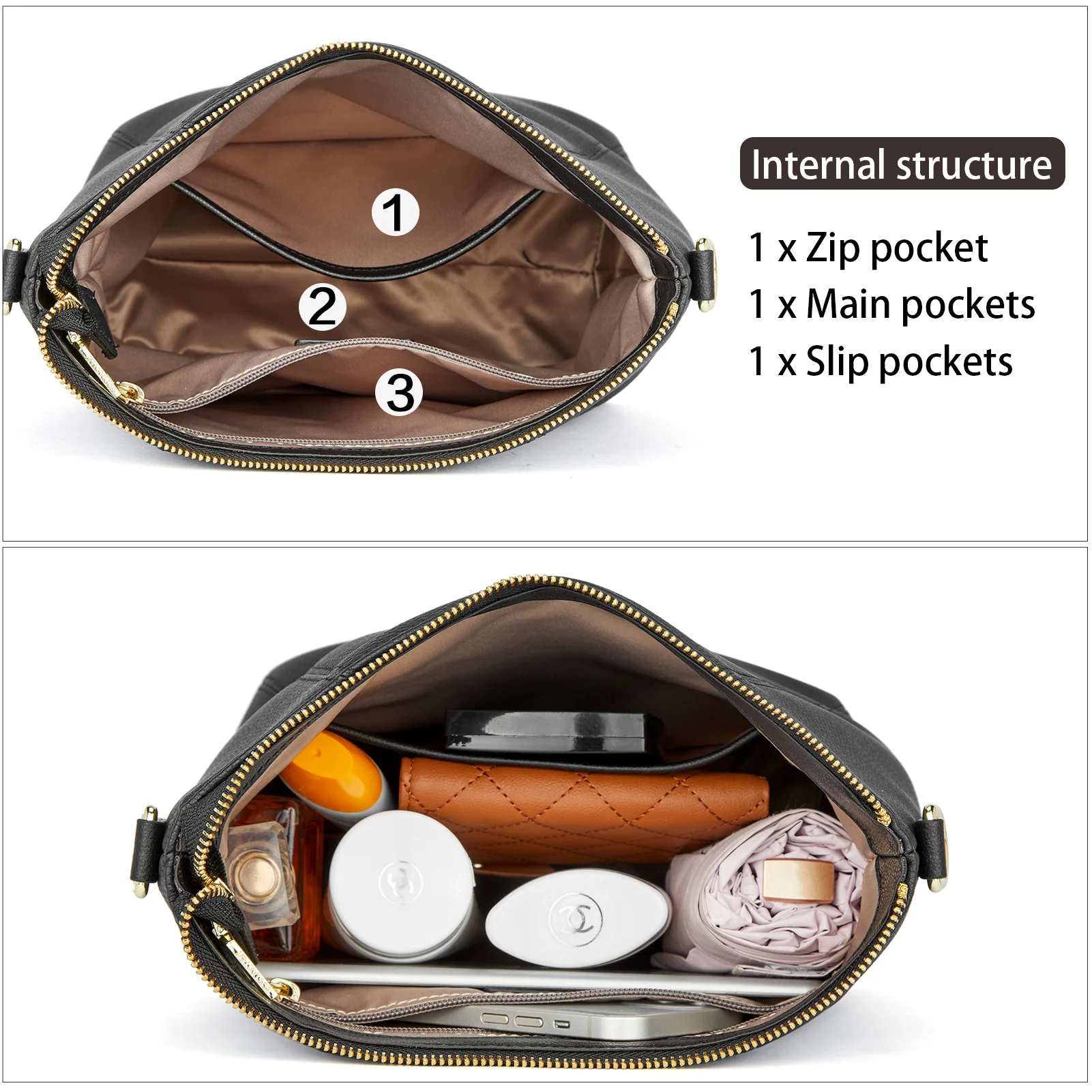 BOSTANTEN Leather Hobo Handbags Designer Purses for Women Shoulder Crossbody Bags - Image 6