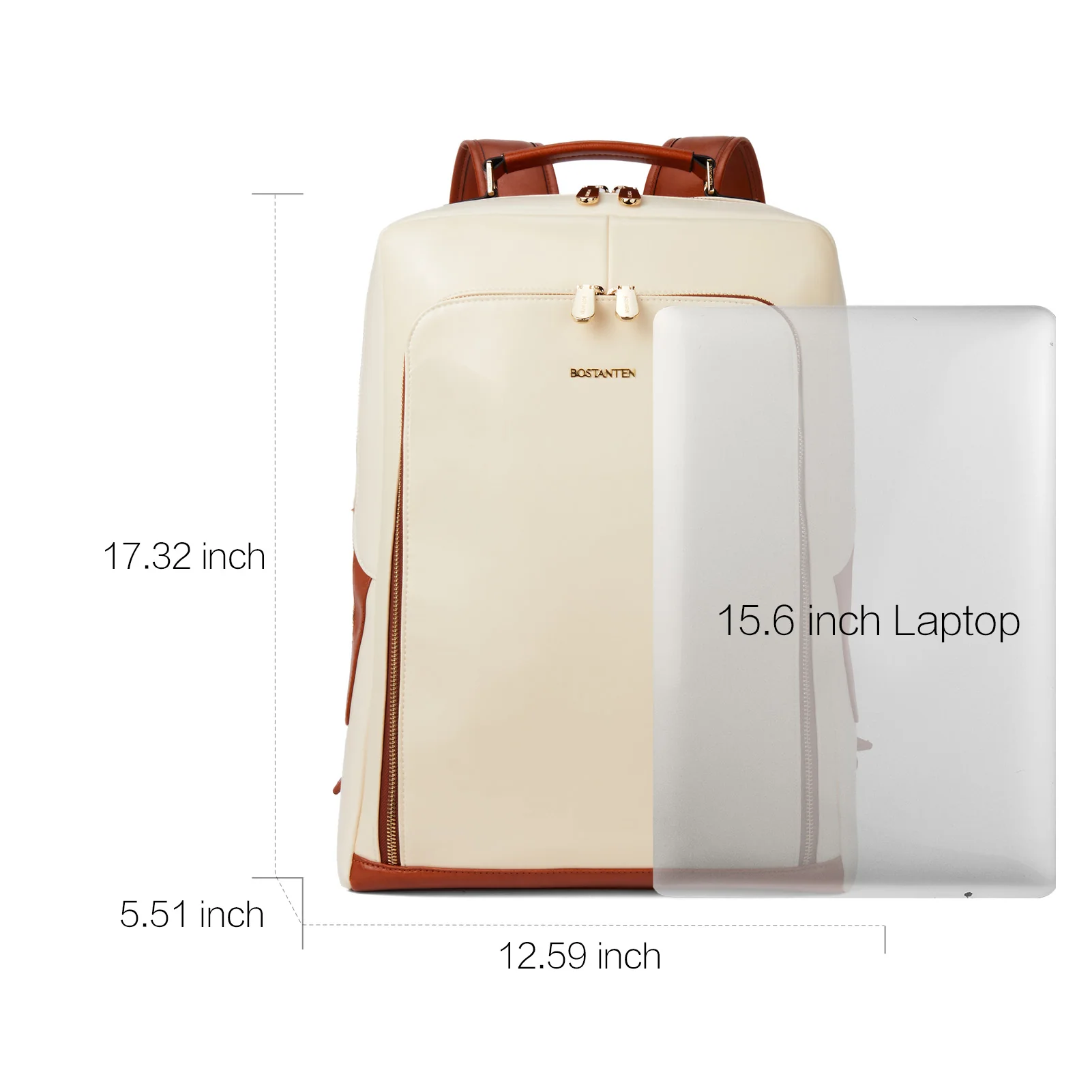 Vrba 15.6" White Leather Stylish Women's Backpack - Image 3