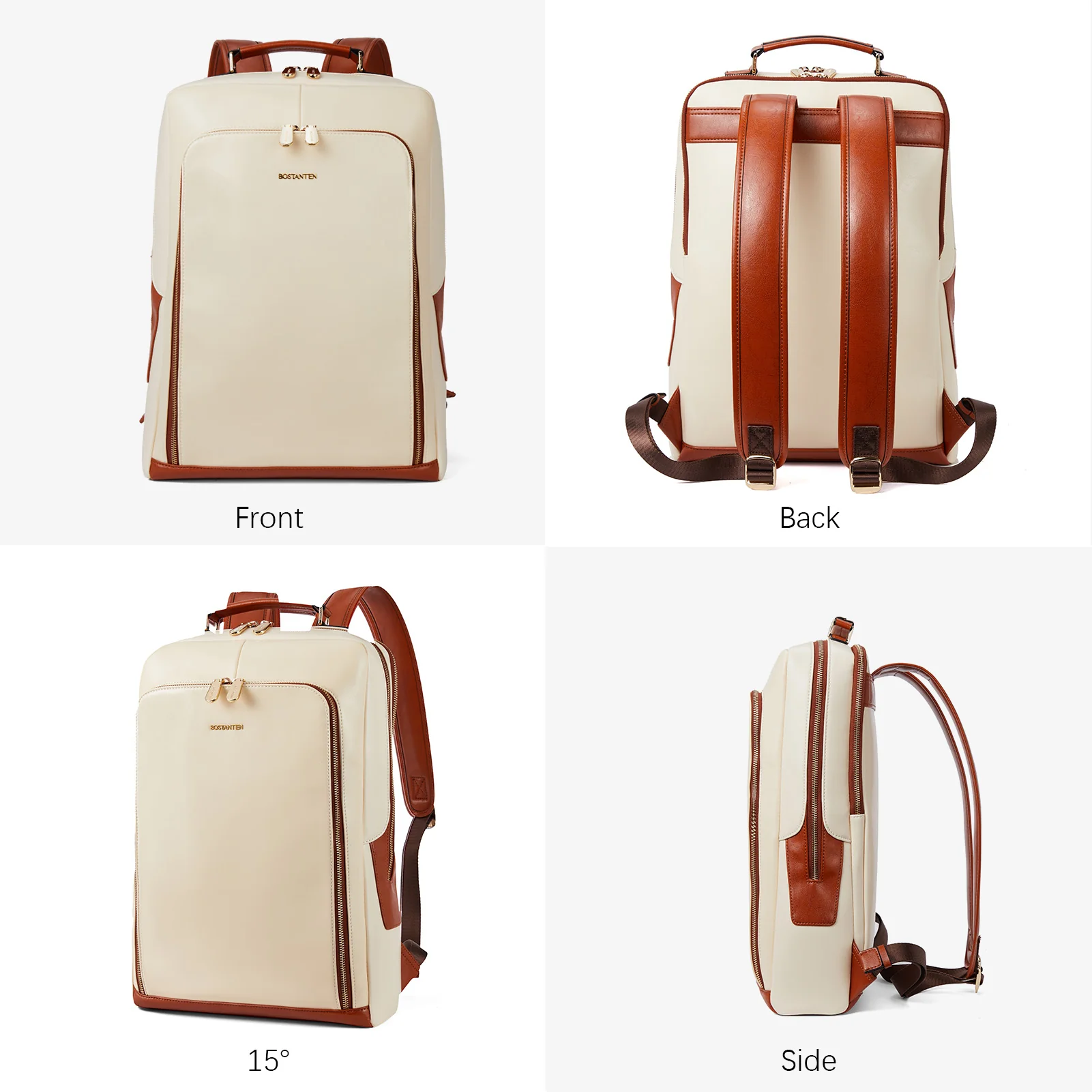 Vrba 15.6" White Leather Stylish Women's Backpack - Image 6