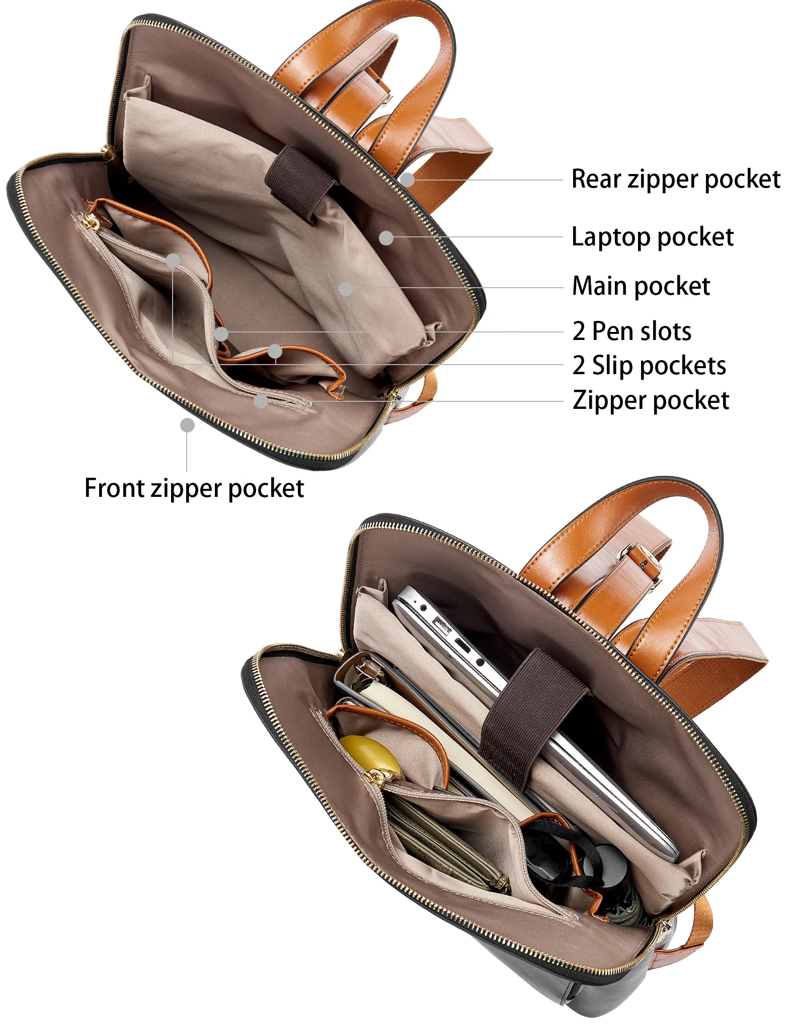 Vrba Leather Backpacks with Laptop Compartments for Women - Image 11