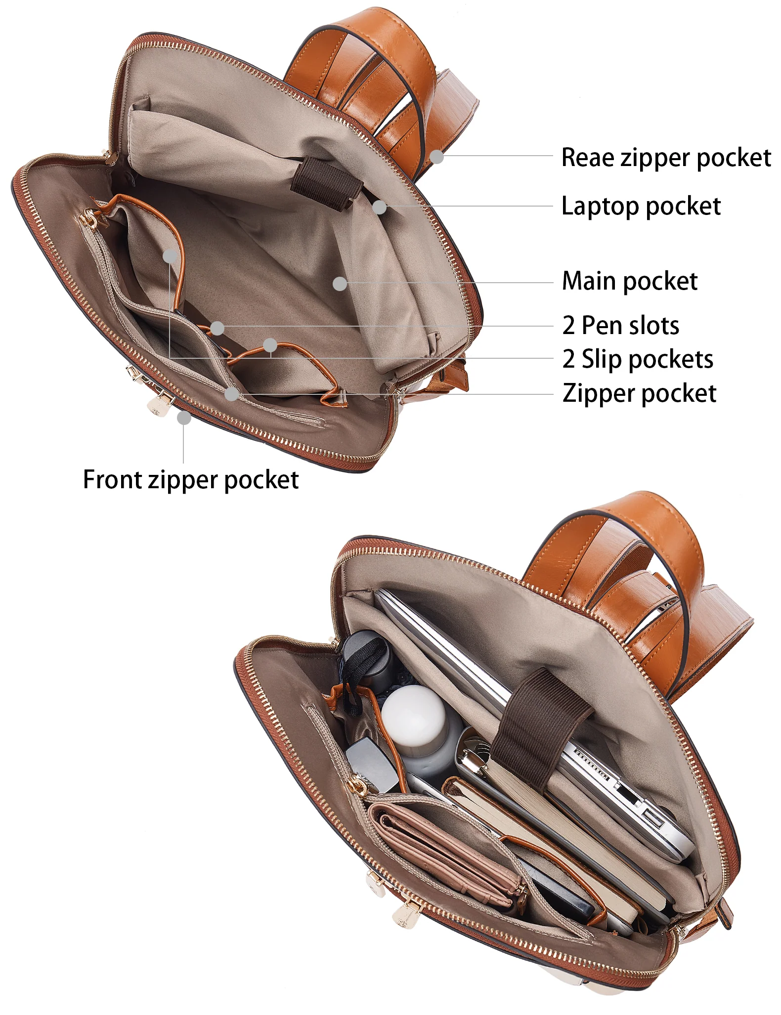 Vrba Leather Backpacks with Laptop Compartments for Women - Image 4
