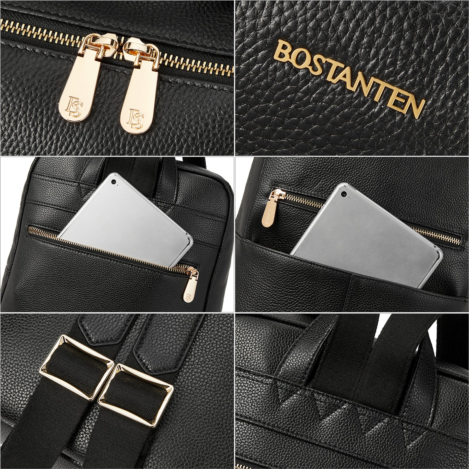 BOSTANTEN Leather Laptop Backpack for Women 15.6 inch Computer Bag College Shoulder Bag Casual Daypack Travel Bag - Image 5