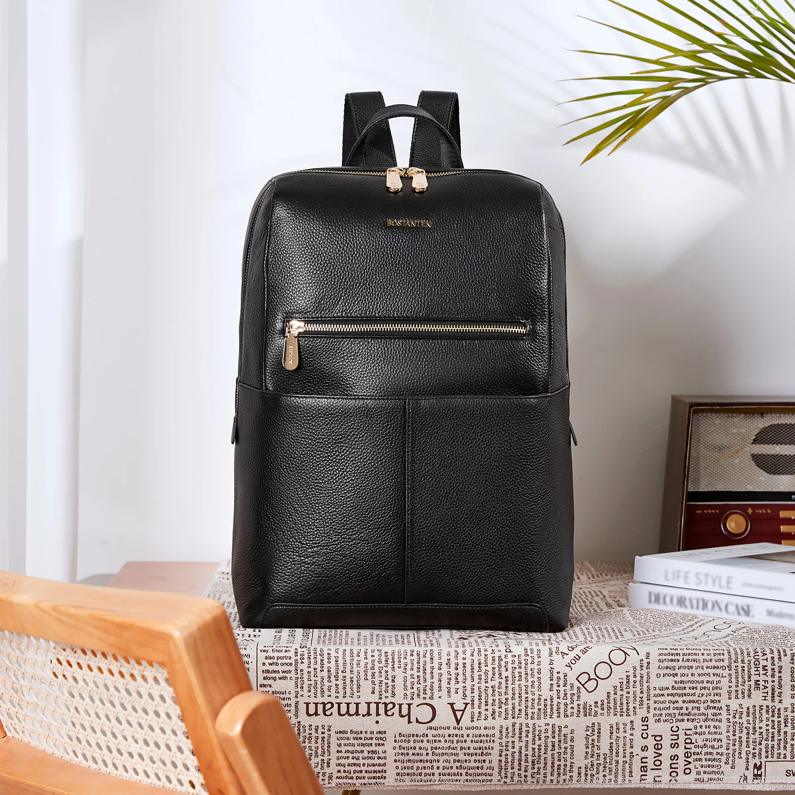 BOSTANTEN Leather Laptop Backpack for Women 15.6 inch Computer Bag College Shoulder Bag Casual Daypack Travel Bag - Image 7