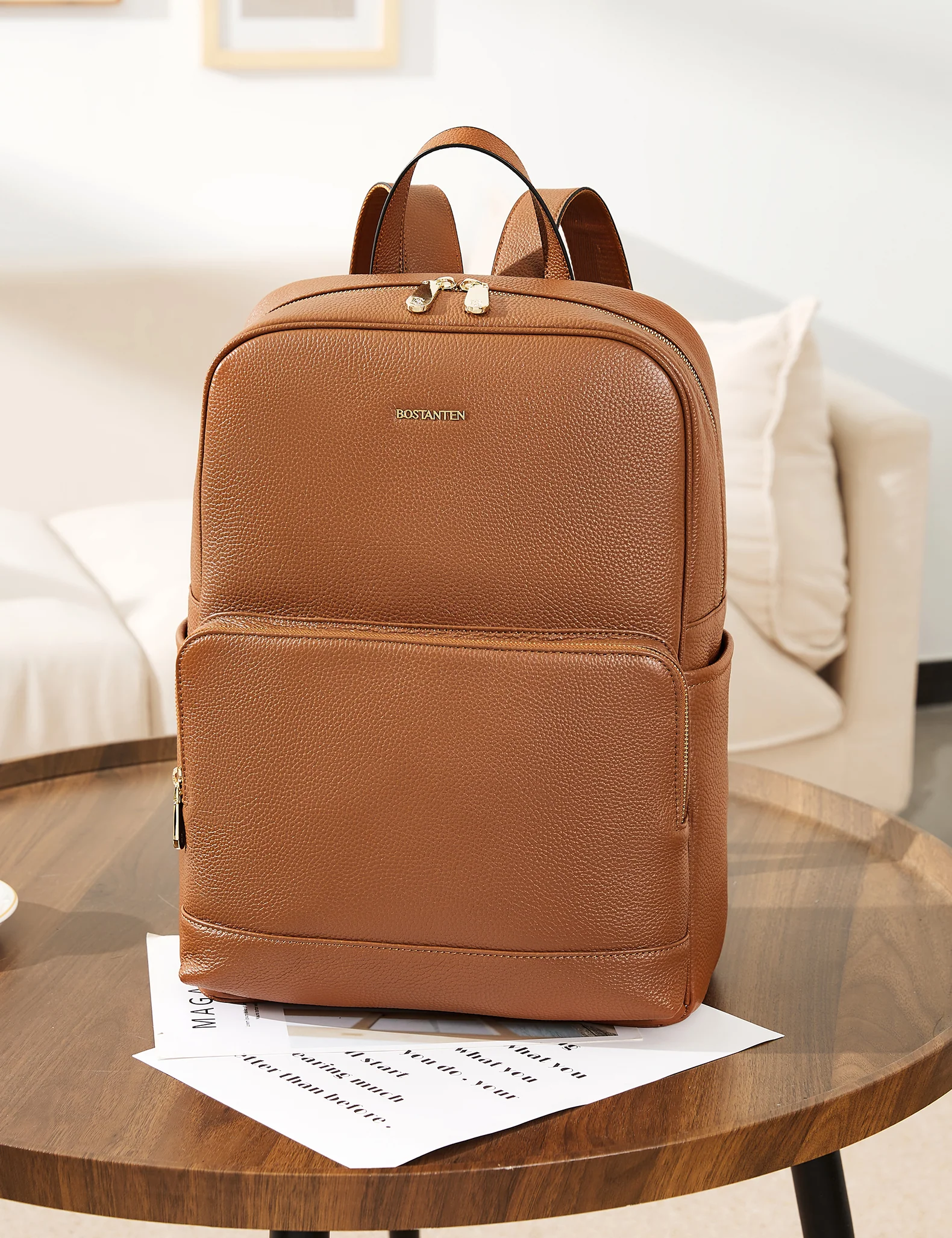 BOSTANTEN Leather Laptop Backpack for Women 15.6 inch Computer Bag College Student Daypack Back to School Supplies Travel Bag - Image 8