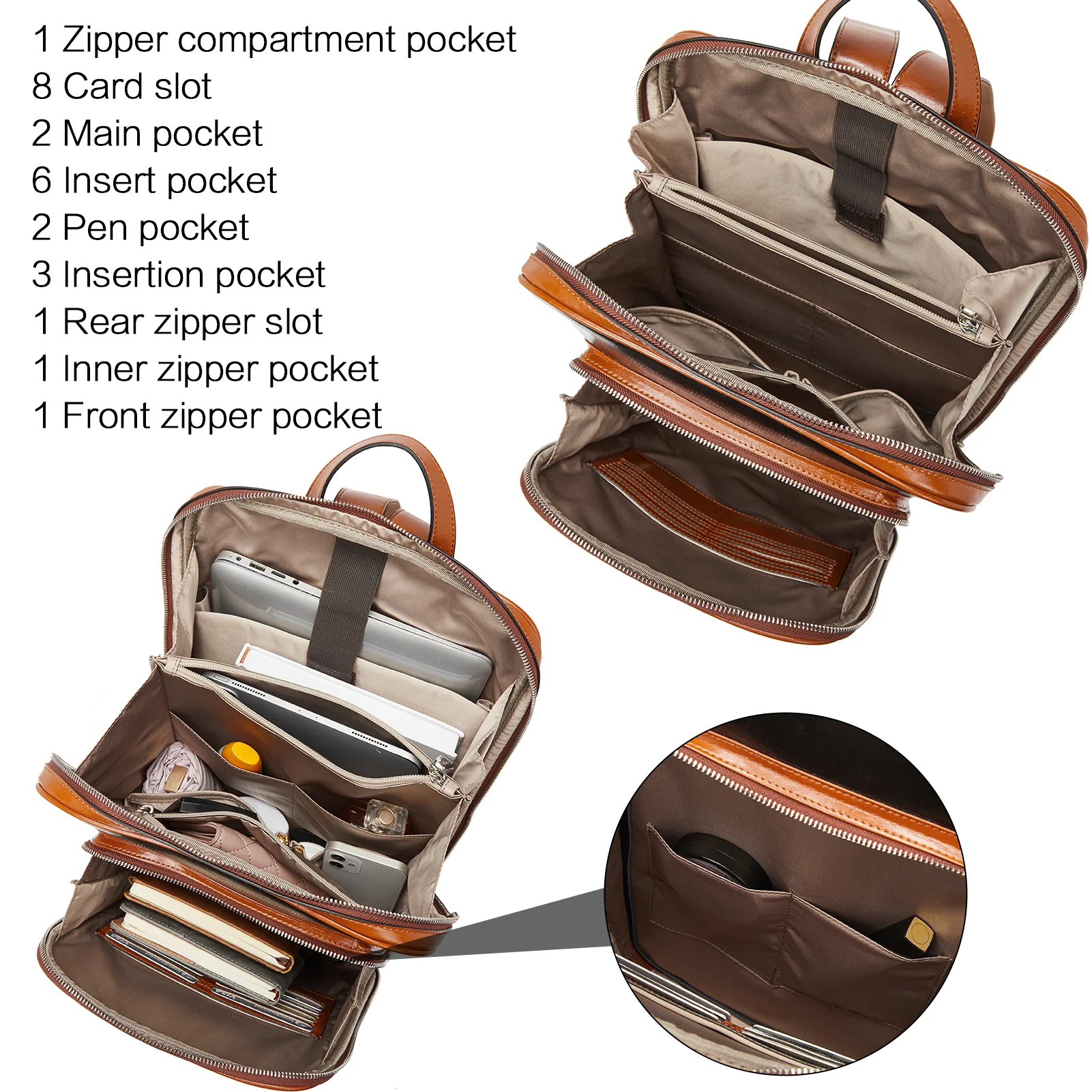 Vrba Large Genuine Leather Backpack Purse - Image 4