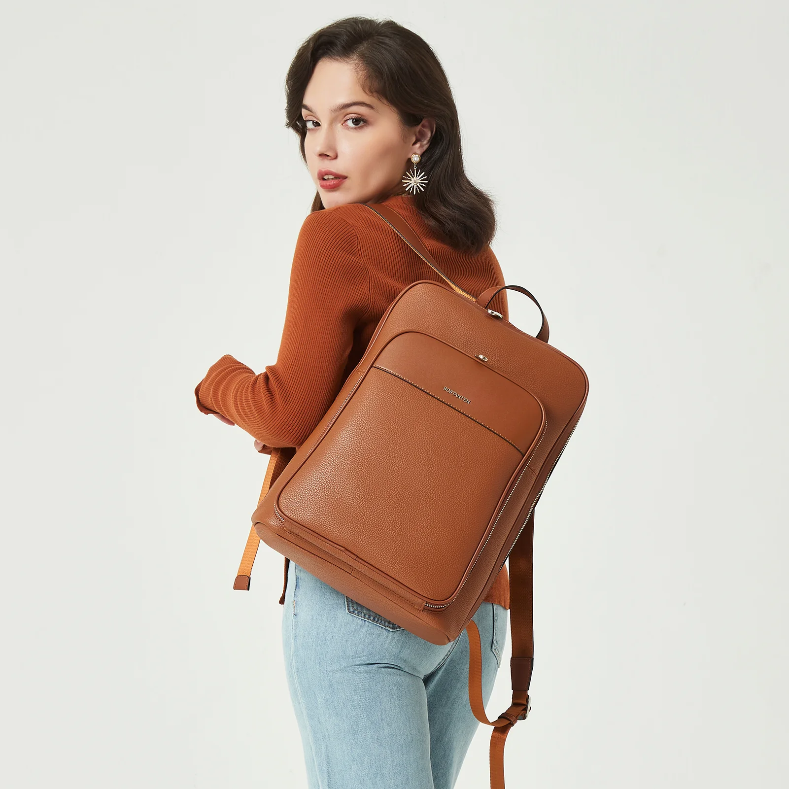 Vallis Vintage Leather Laptop College Travel Backpack - Image 16
