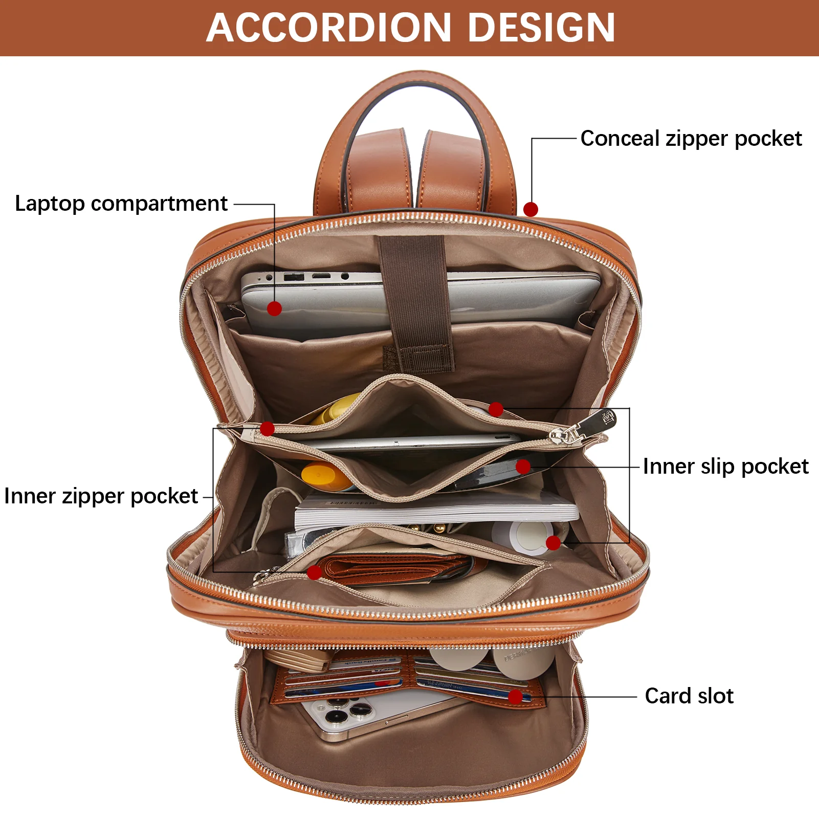 Vallis Vintage Leather Laptop College Travel Backpack - Image 19