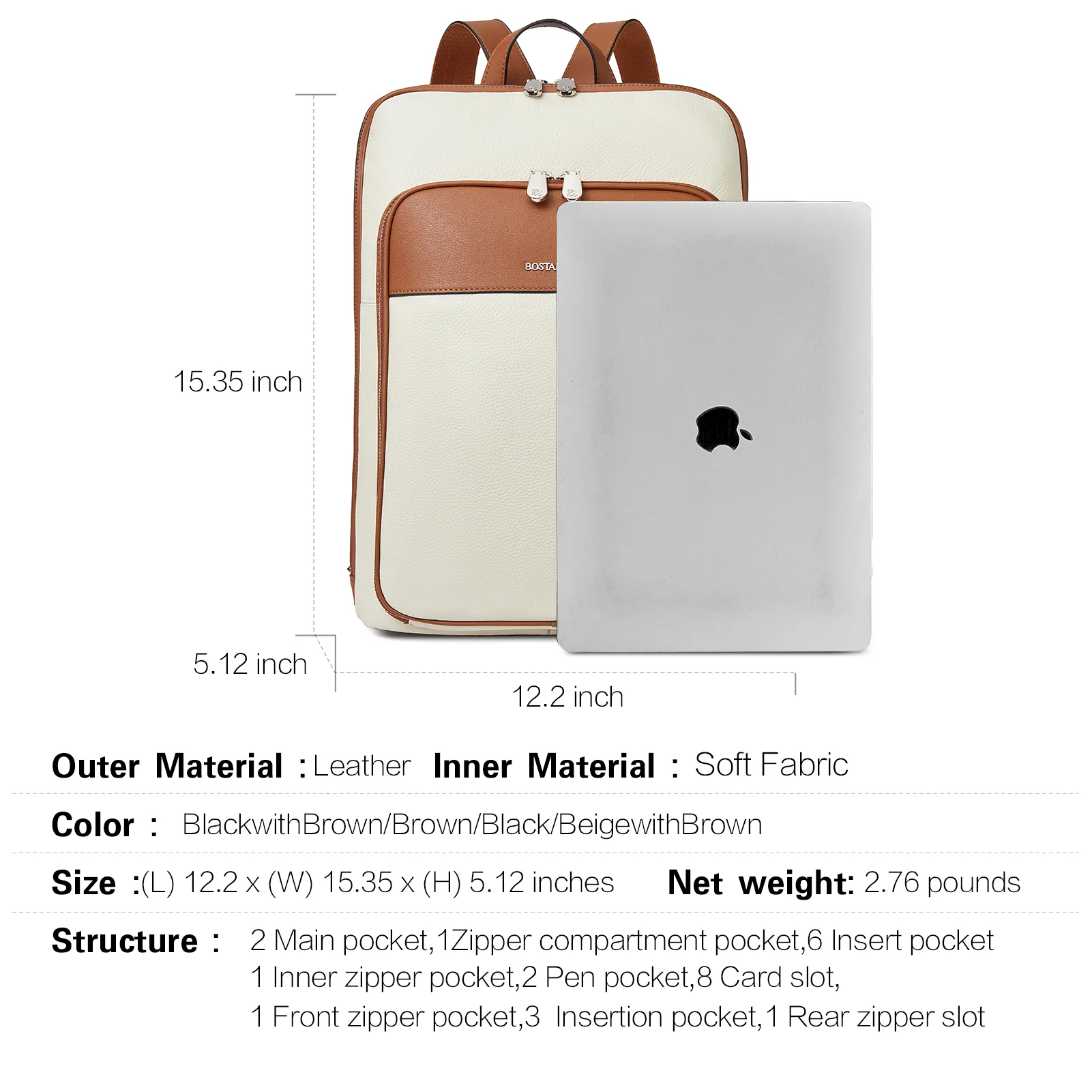 Vallis Large Real Leather Backpack Purse for Women - Image 3