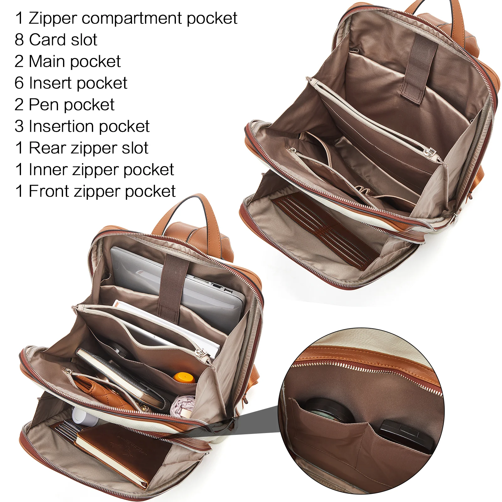 Vallis Large Real Leather Backpack Purse for Women - Image 4