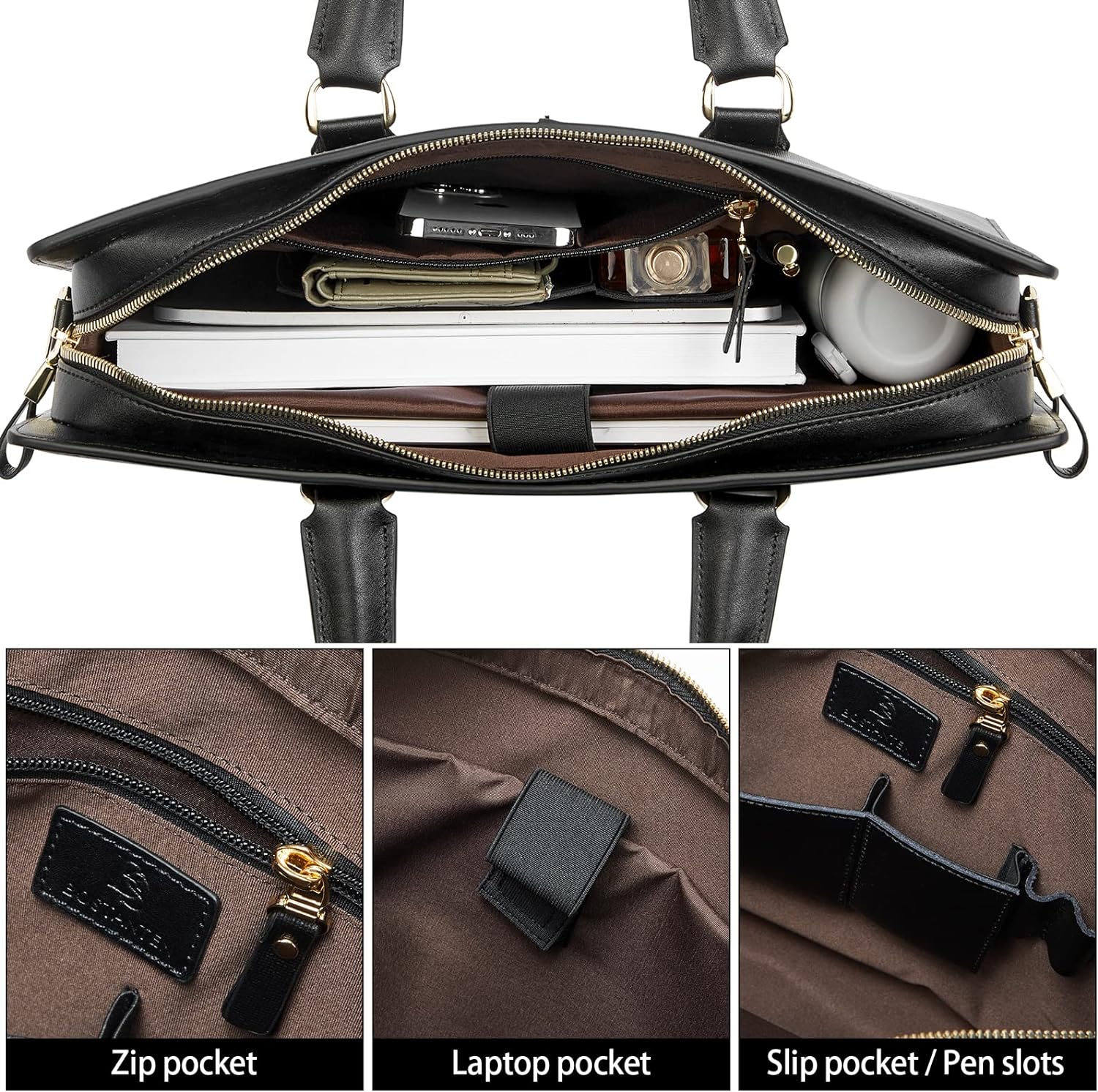 Johan Leather Lawyers Briefcase - Premium Laptop Bag - Image 3