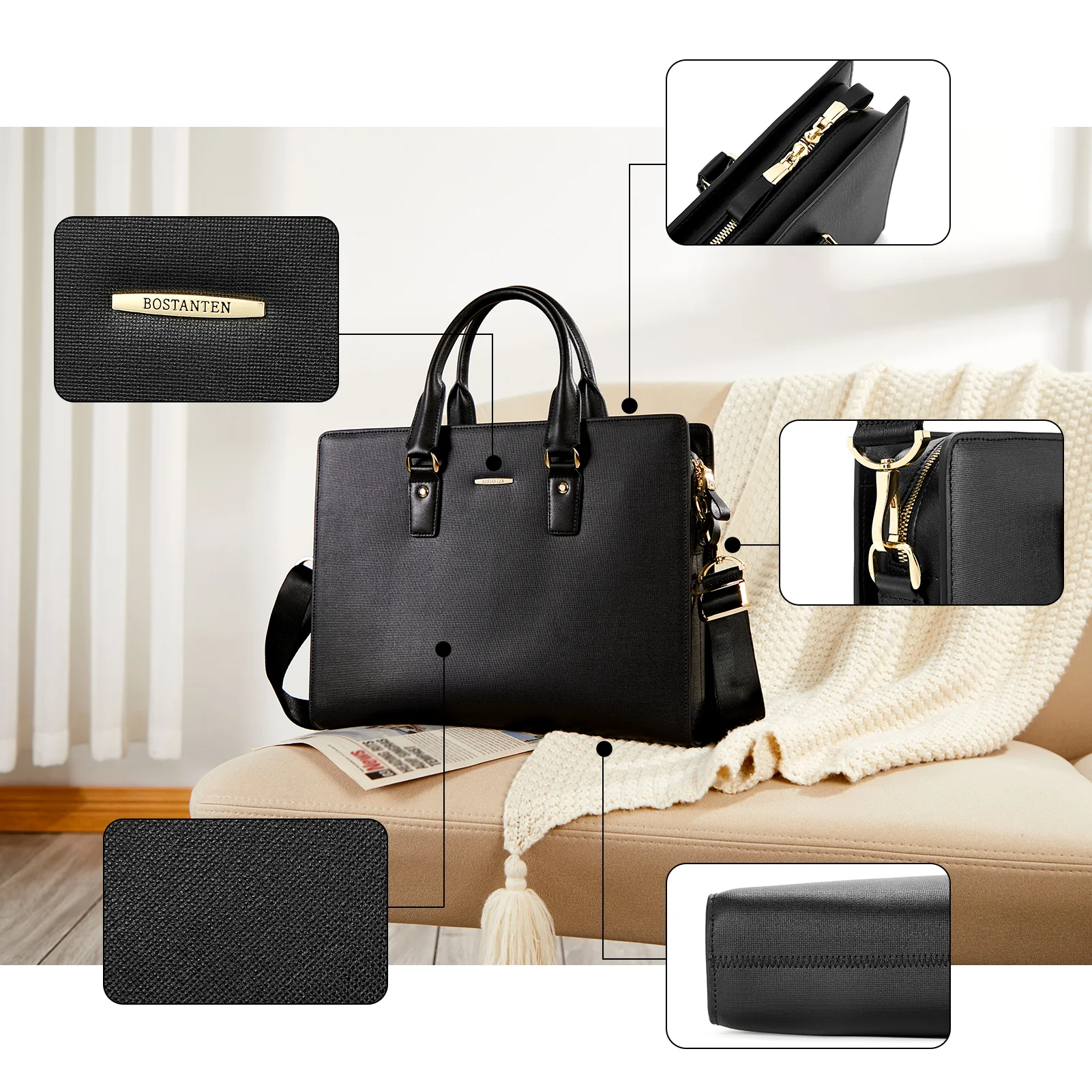 Johan Leather Lawyers Briefcase - Premium Laptop Bag - Image 6