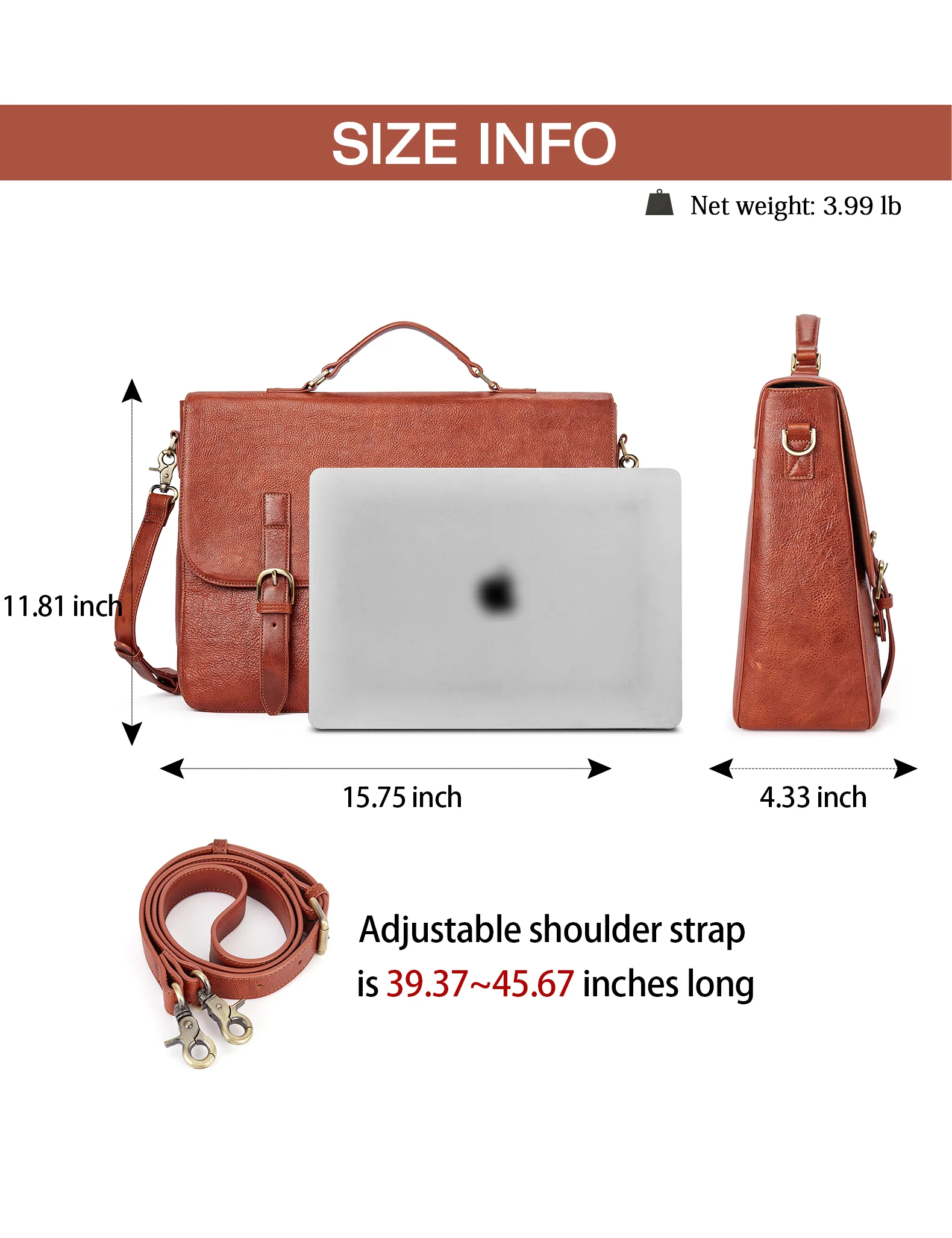 15.6 Inch Italian Leather Men's Briefcase for the Modern Professional - Image 3