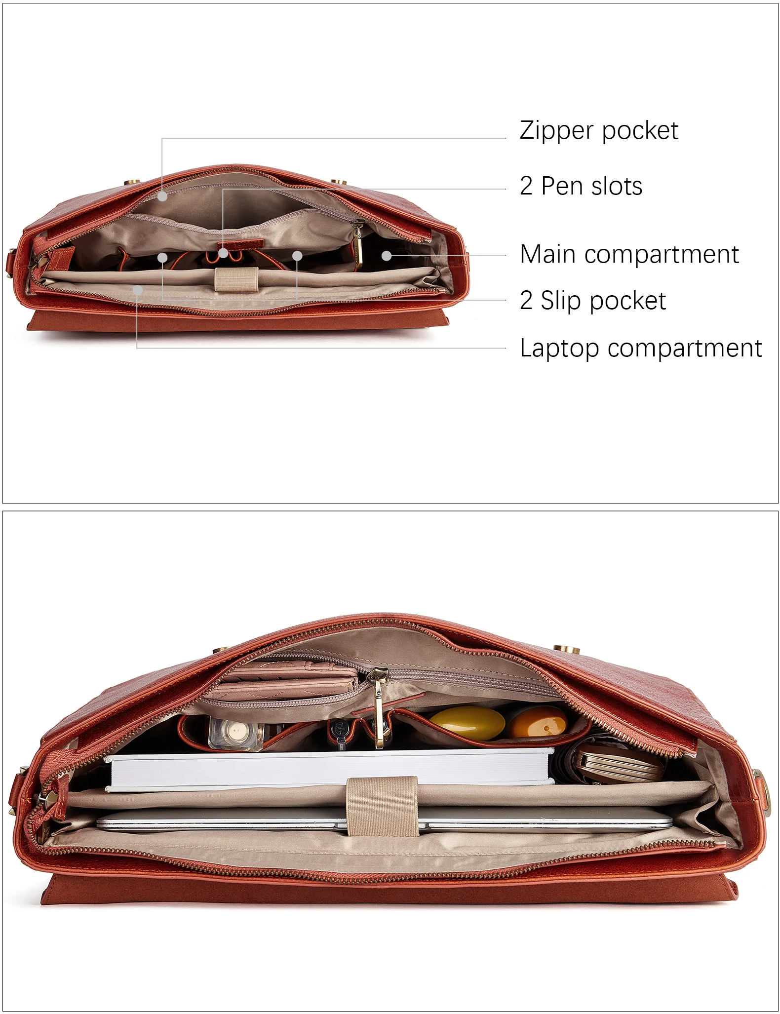 15.6 Inch Italian Leather Men's Briefcase for the Modern Professional - Image 4