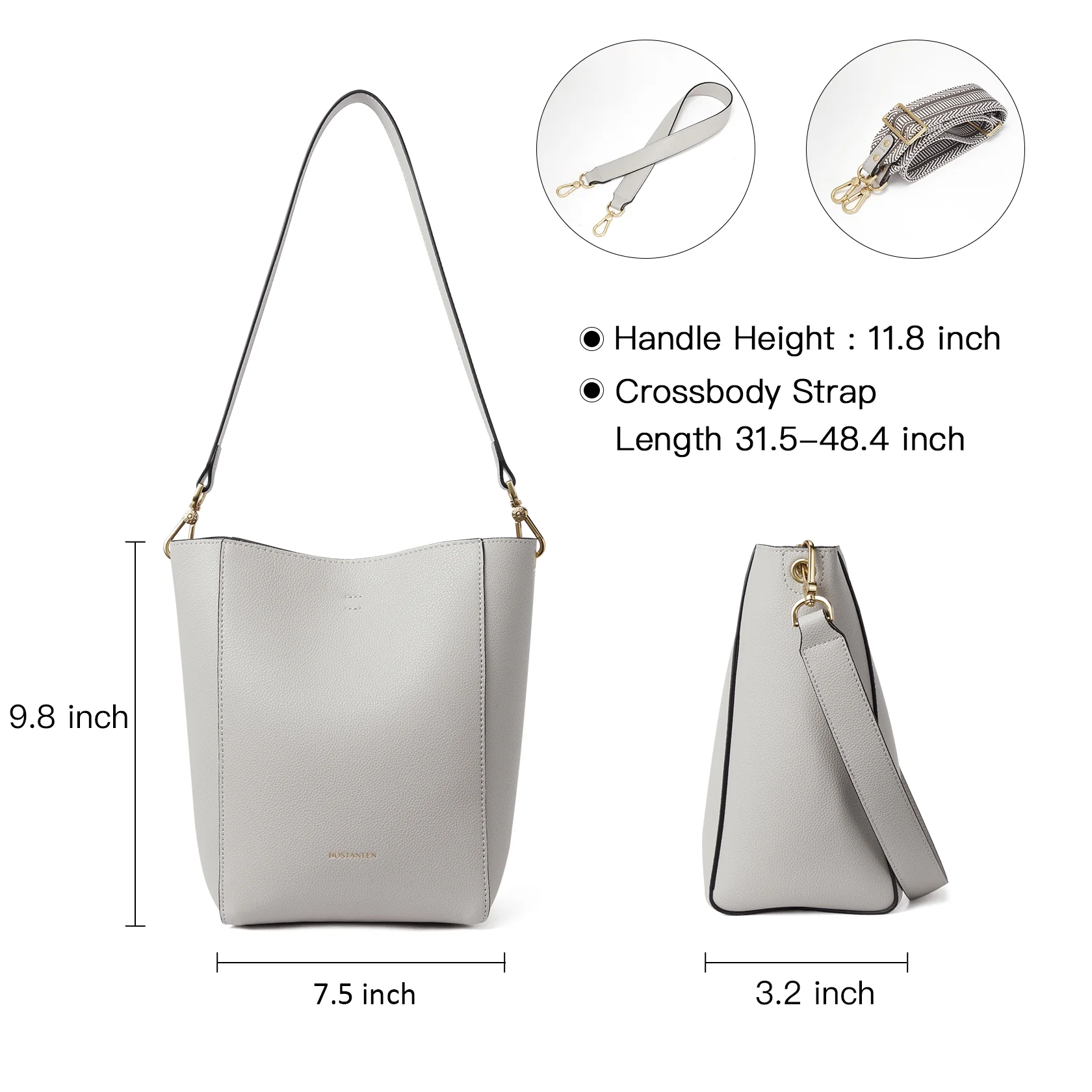 BOSTANTEN Leather Purses and Handbags for Women Designer Hobo Bucket Bag Fashion Small Crossbody Purses - Image 5