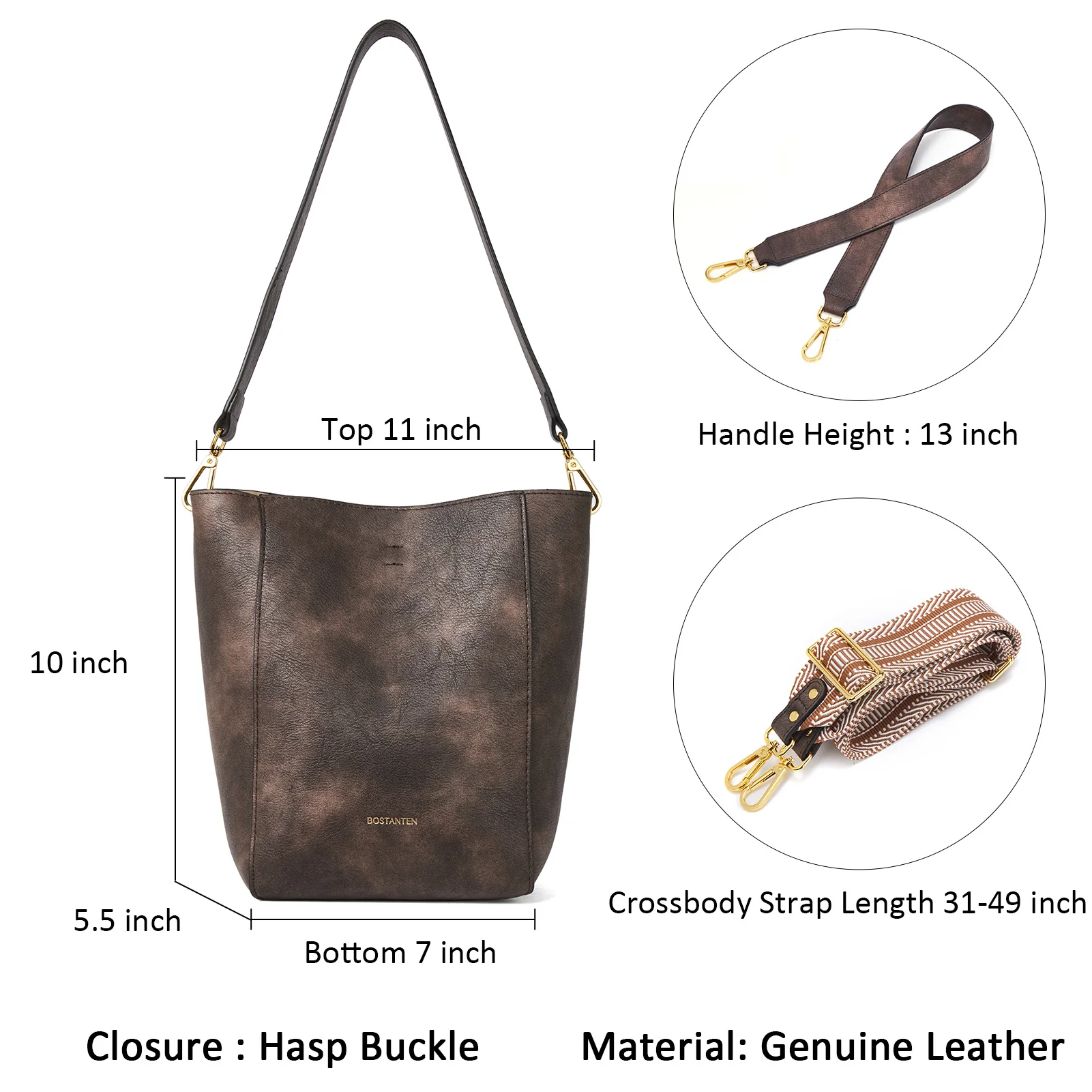 BOSTANTEN Leather Purses and Handbags for Women Designer Hobo Bucket Bag Fashion Small Crossbody Purses - Image 11