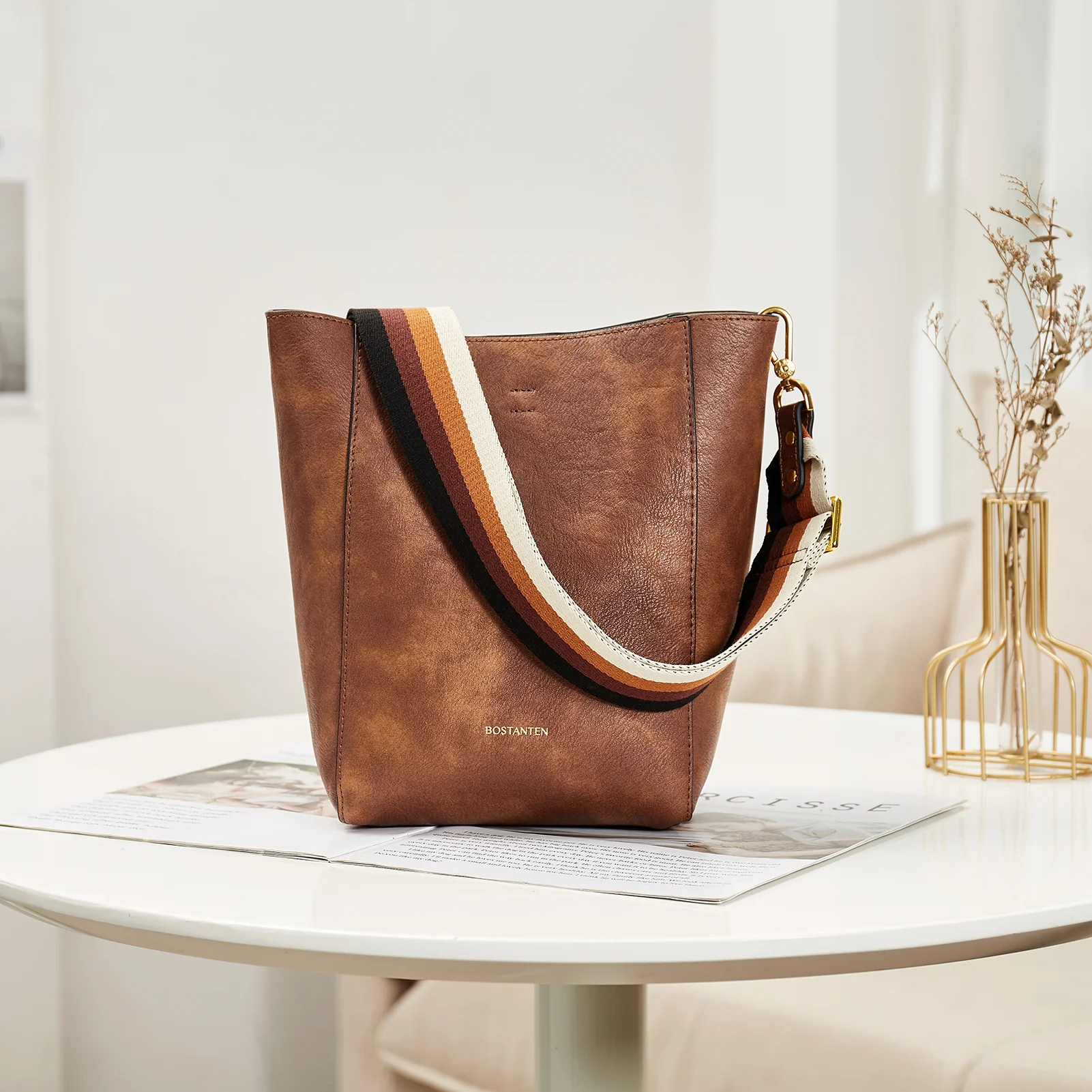 BOSTANTEN Leather Purses and Handbags for Women Designer Hobo Bucket Bag Fashion Small Crossbody Purses - Image 3