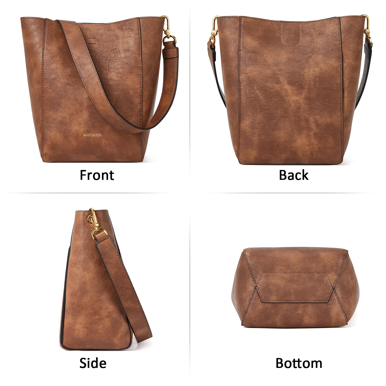 BOSTANTEN Leather Purses and Handbags for Women Designer Hobo Bucket Bag Fashion Small Crossbody Purses - Image 4