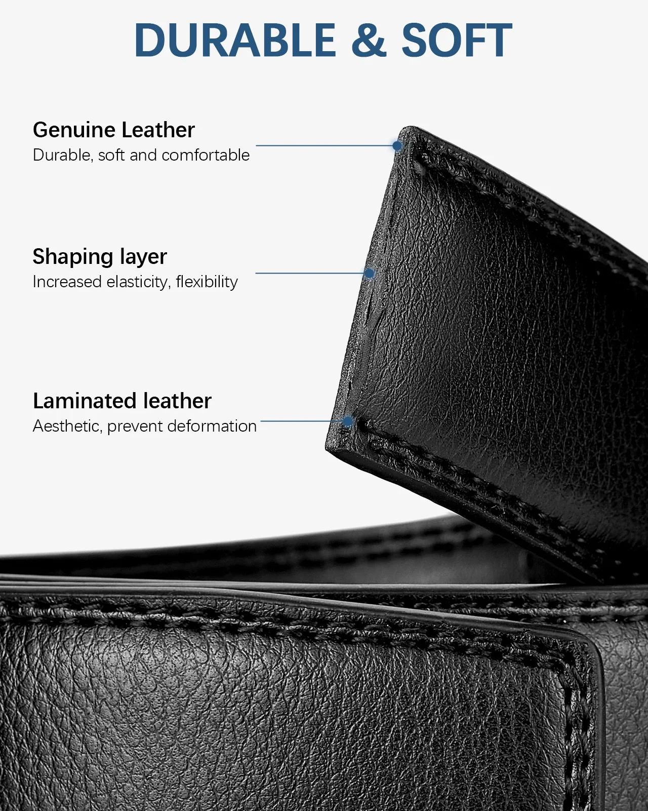 Bostanten Mens Belt Leather Ratchet Belt For Men Dress And Casual With Adjustable Buckle, Trim To Fit - Image 5