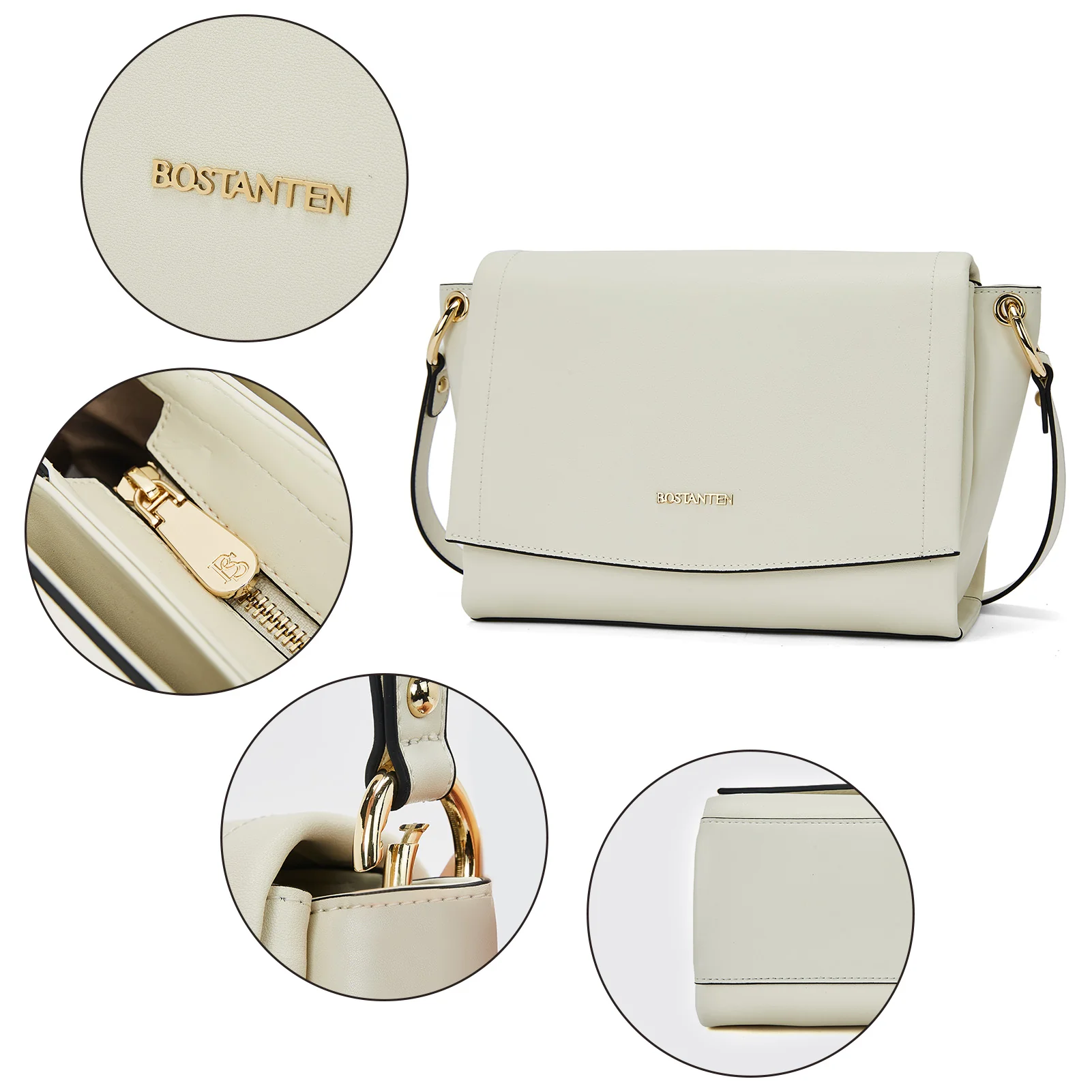 BOSTANTEN Leather Shouder Handbags Designer Women Purses Crossbody Bags with Triple Compartment - Image 5