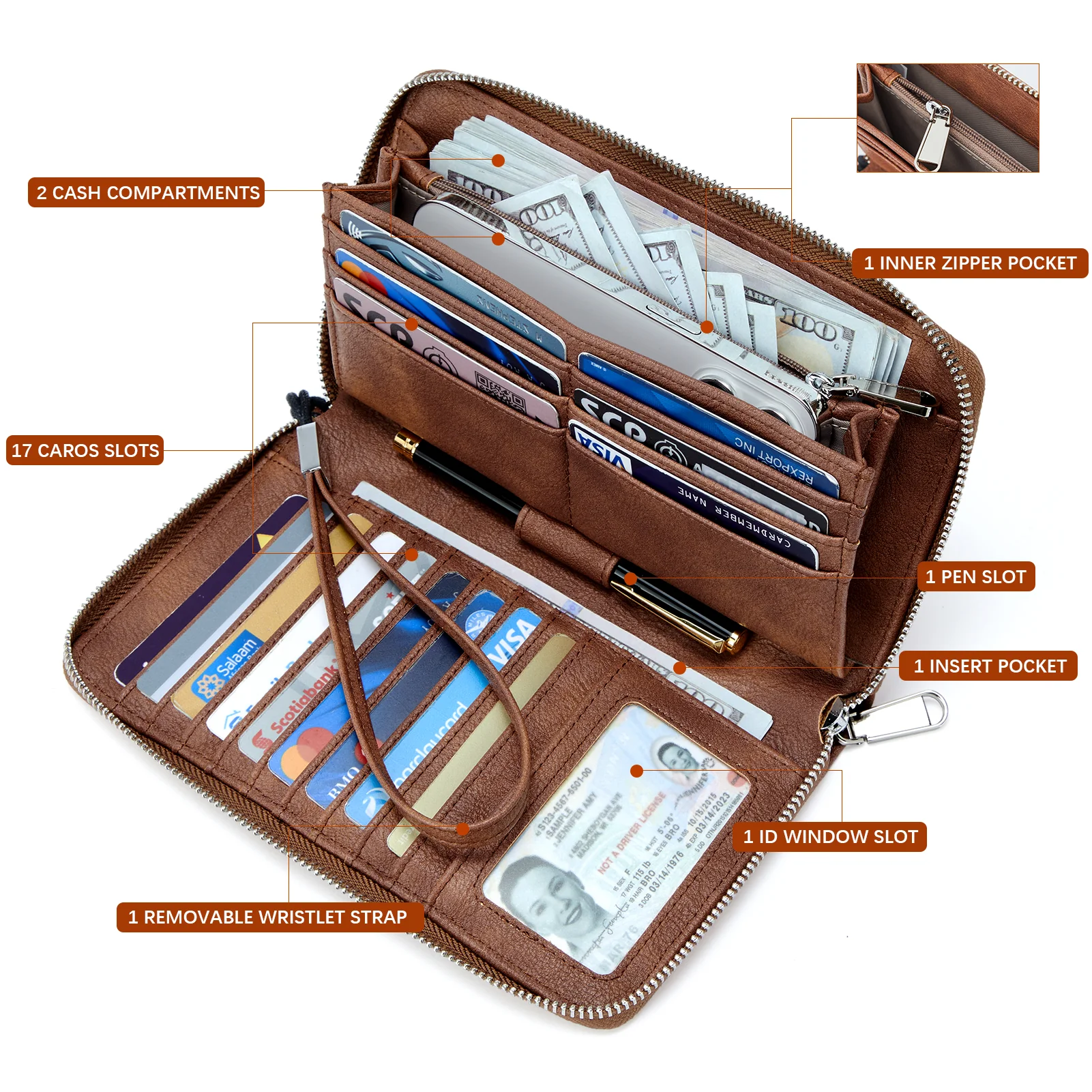 Rozenn Wallets With Checkbook Holder —— Zipper - Image 109