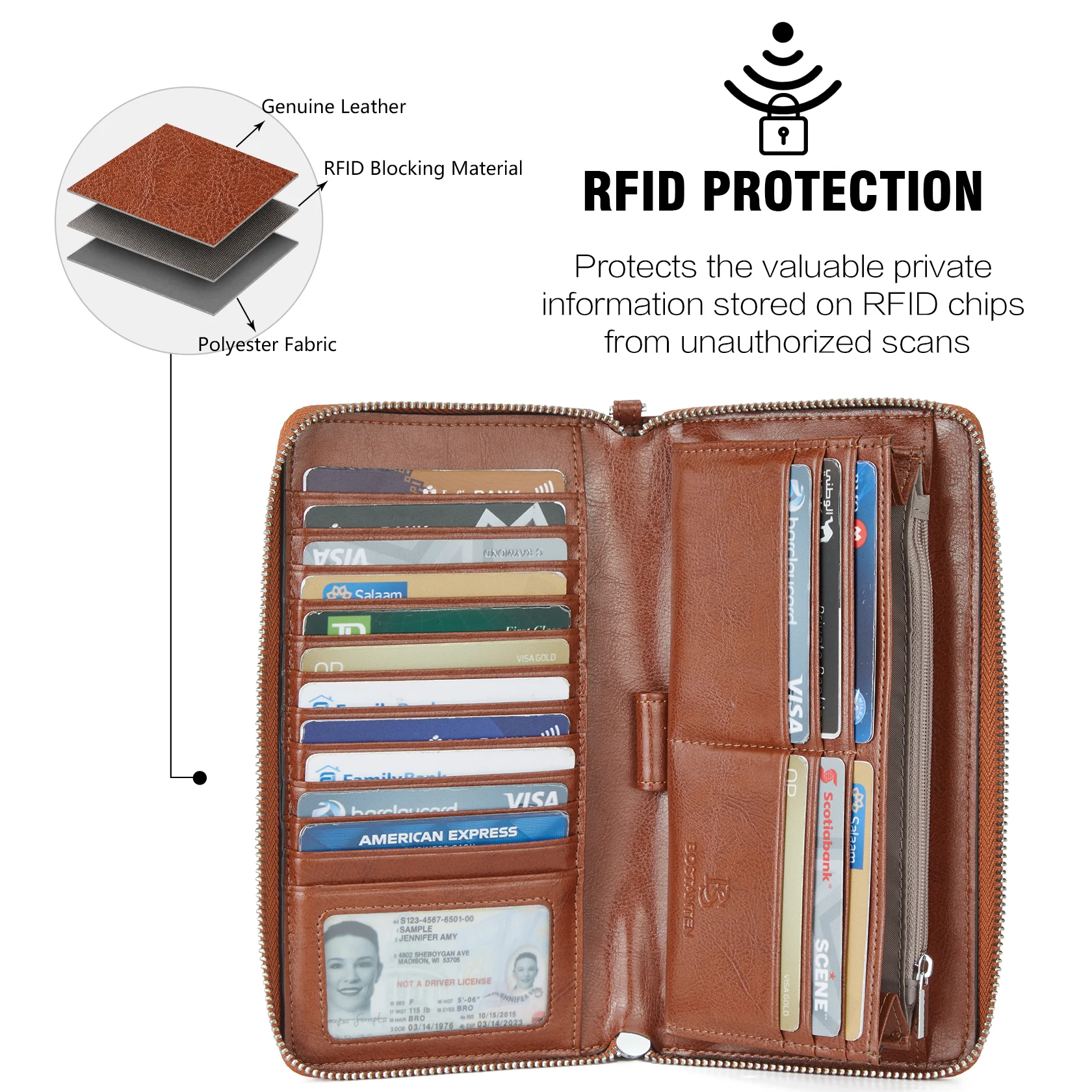 Rozenn Wallets With Checkbook Holder —— Zipper - Image 12