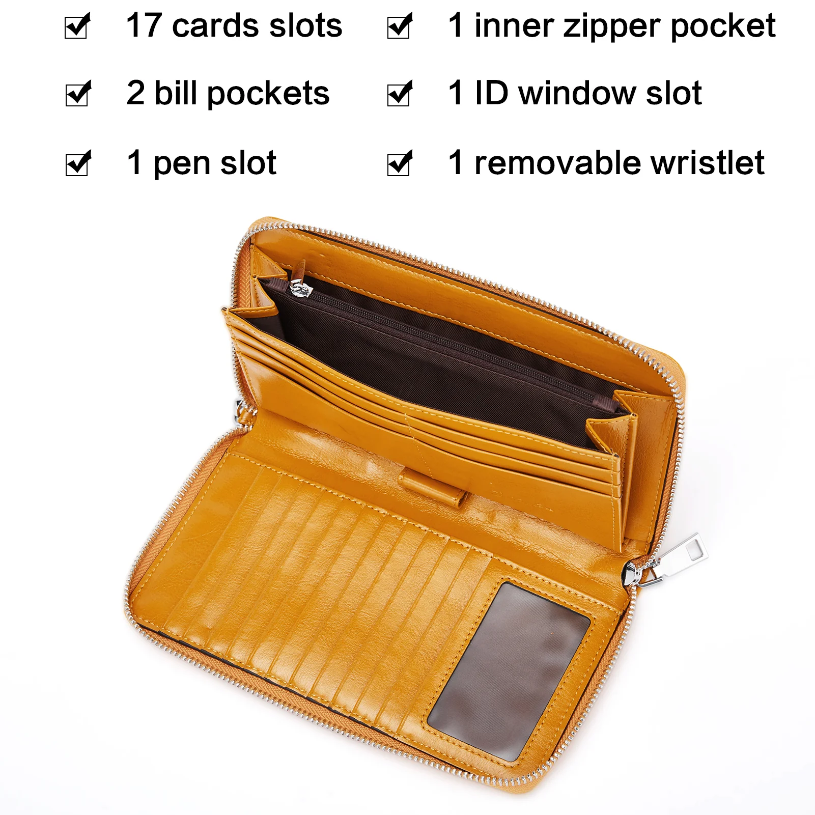 BOSTANTEN Leather Wallets for Women RFID Blocking Zip Around Credit Card Holder Phone Wristlet Clutch - Image 4