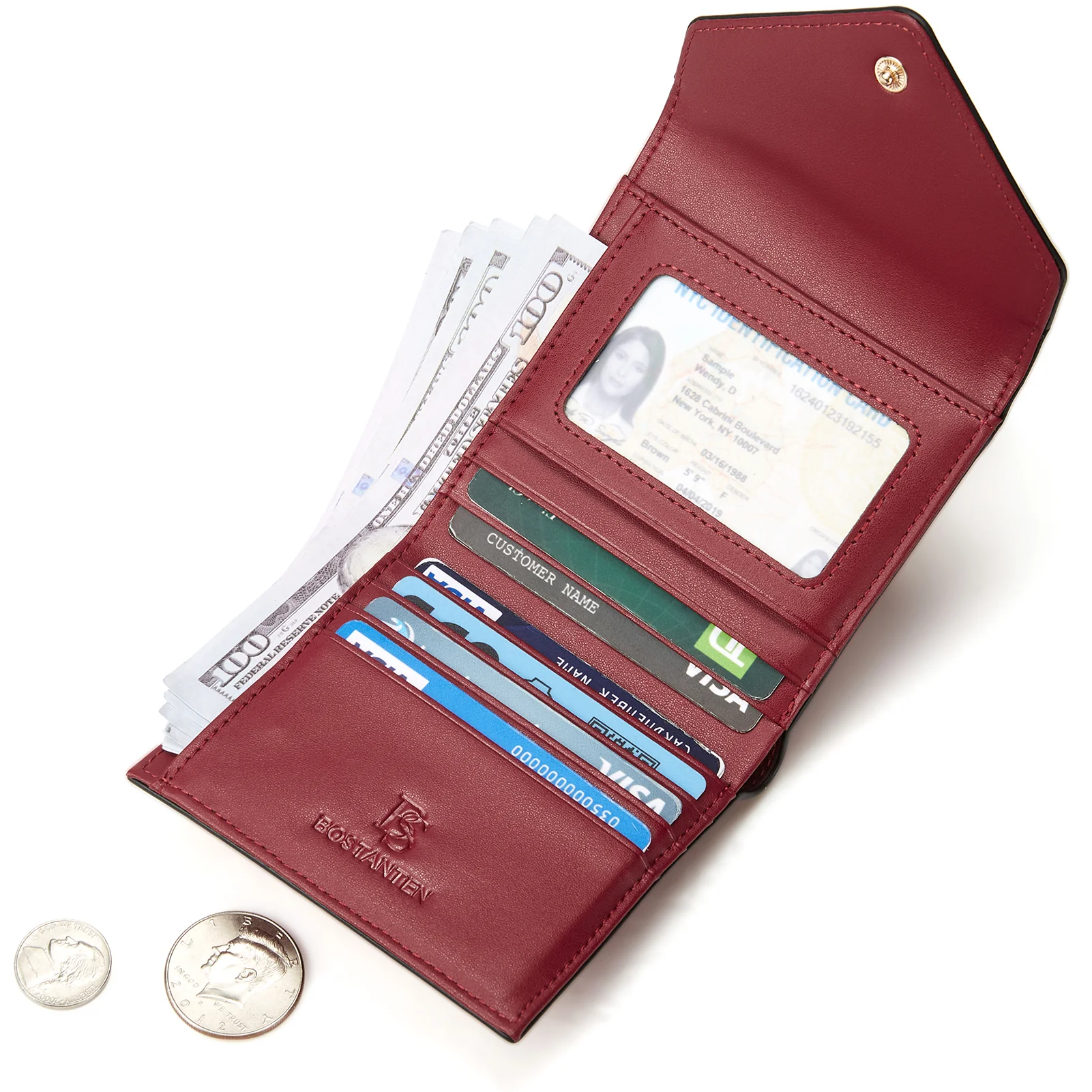Rozenn Small Bifold Wallet with Card Case for Women in Leather - Image 7