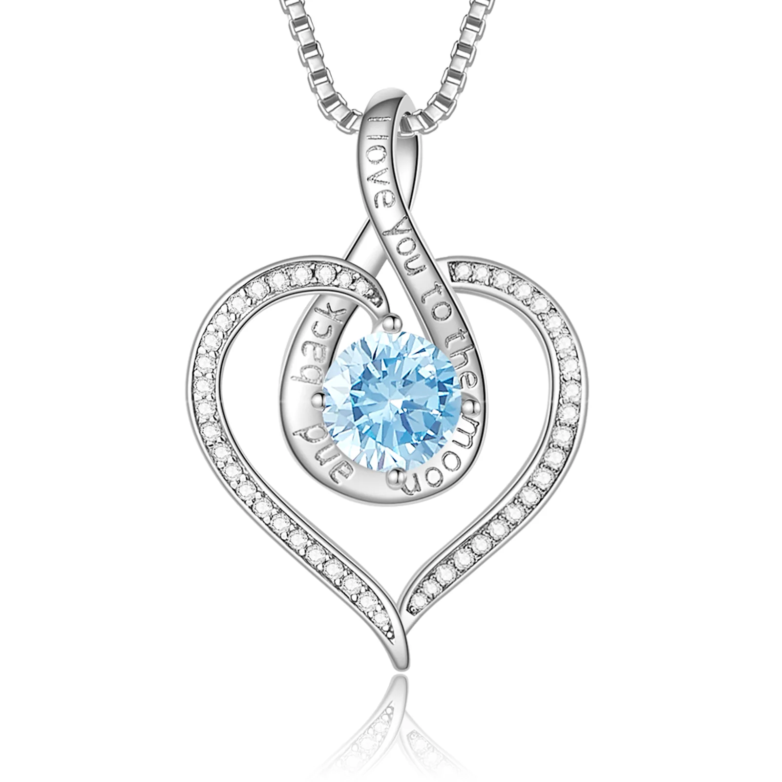 BOSTANTEN Love Heart Pendant Necklaces for Women Silver Rose Gold Tone Crystal Birthstone Birthday Jewelry Gifts for Women, 18"+2" - Image 2