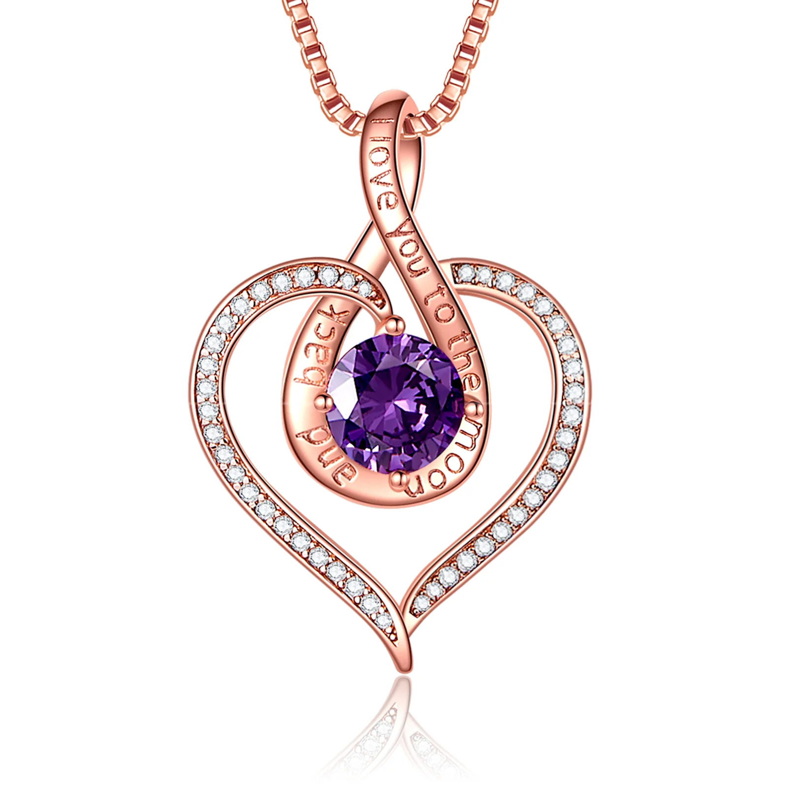BOSTANTEN Love Heart Pendant Necklaces for Women Silver Rose Gold Tone Crystal Birthstone Birthday Jewelry Gifts for Women, 18"+2" - Image 7