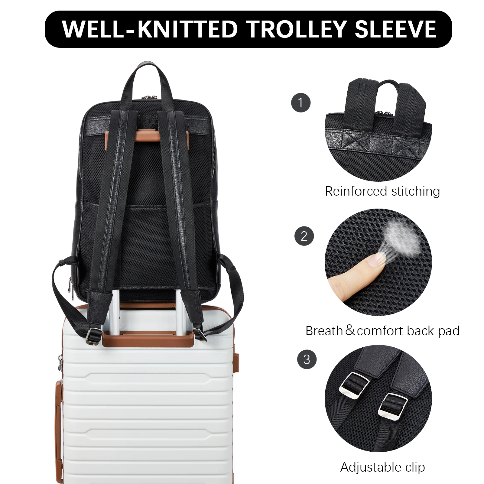 Large Men's Leather Backpack - Perfect for School and Travel - Image 6