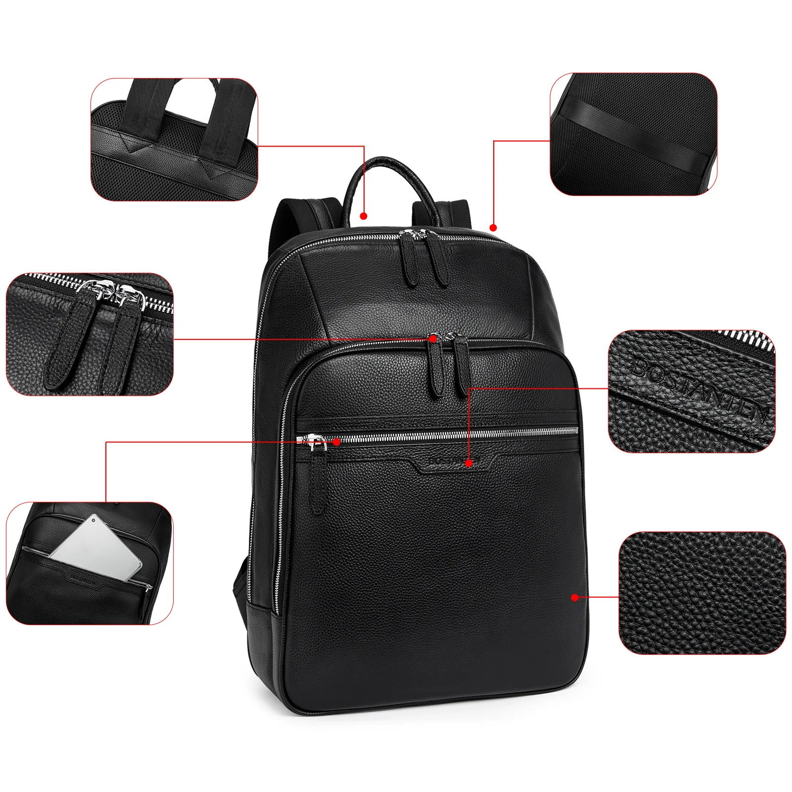 Nombongo 16'' Laptop Leather Bag — Comfortable - Image 4