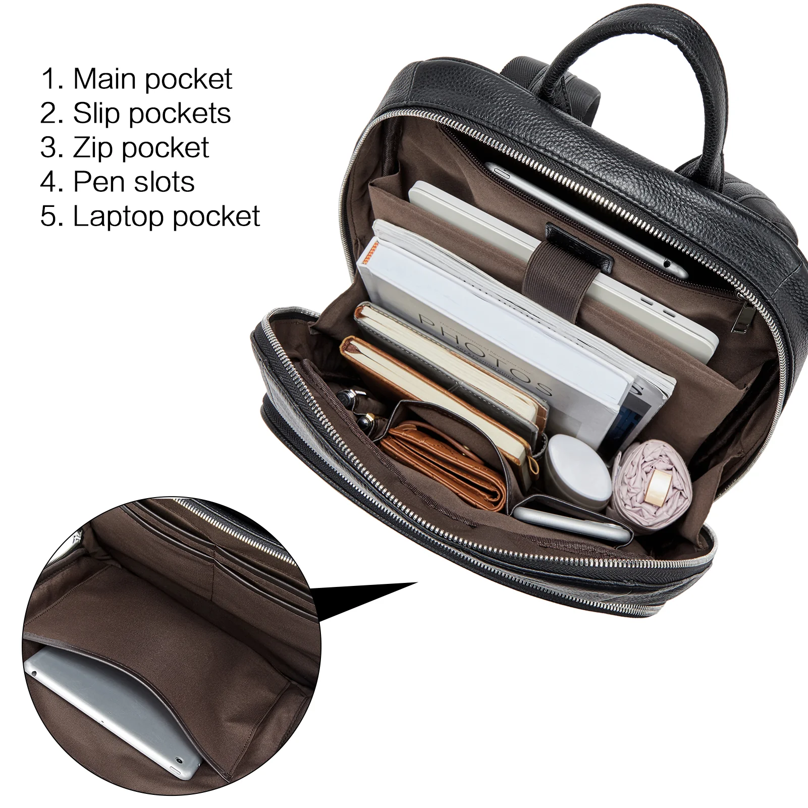 Nombongo 16'' Laptop Leather Bag — Comfortable - Image 7