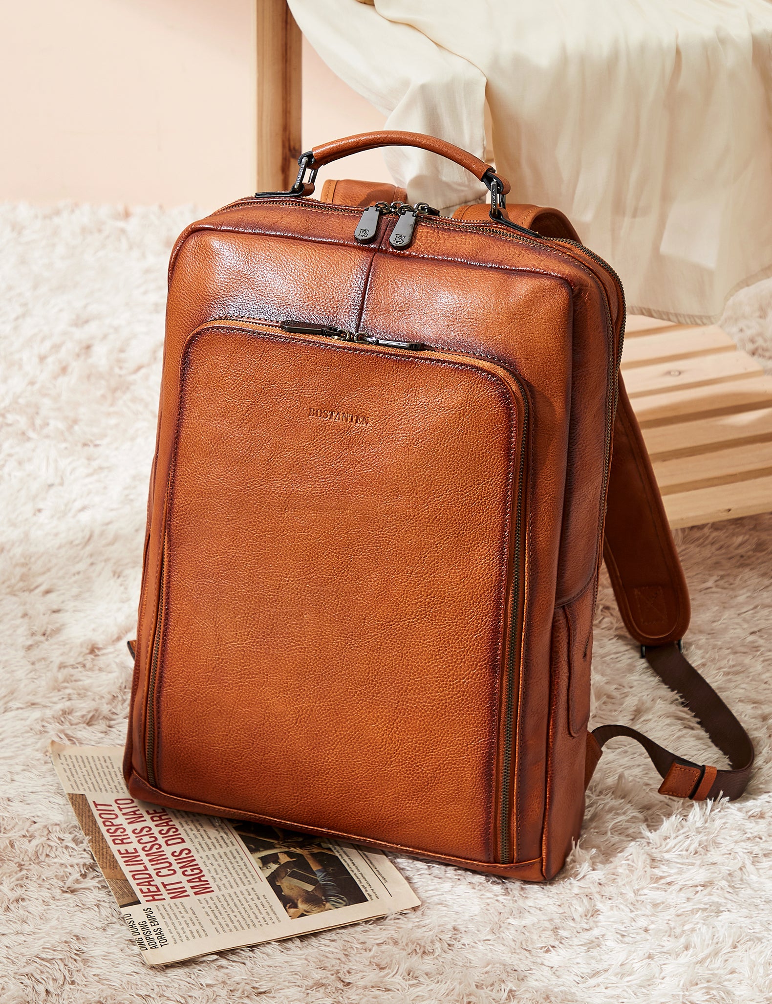 Large Vintage Travel Backpack for Men - Accordion Structure - Image 5