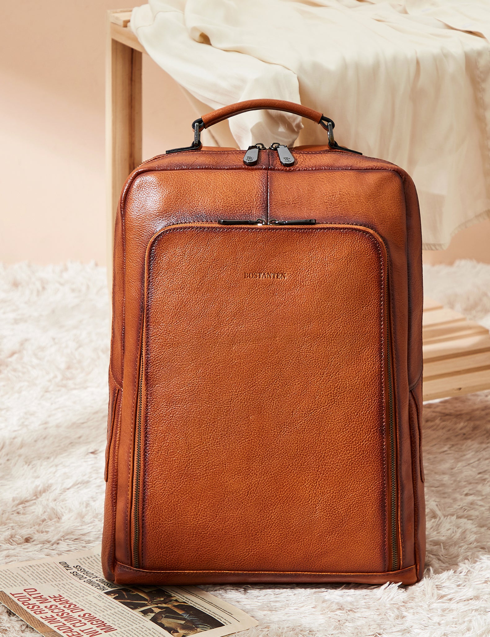 Large Vintage Travel Backpack for Men - Accordion Structure - Image 6