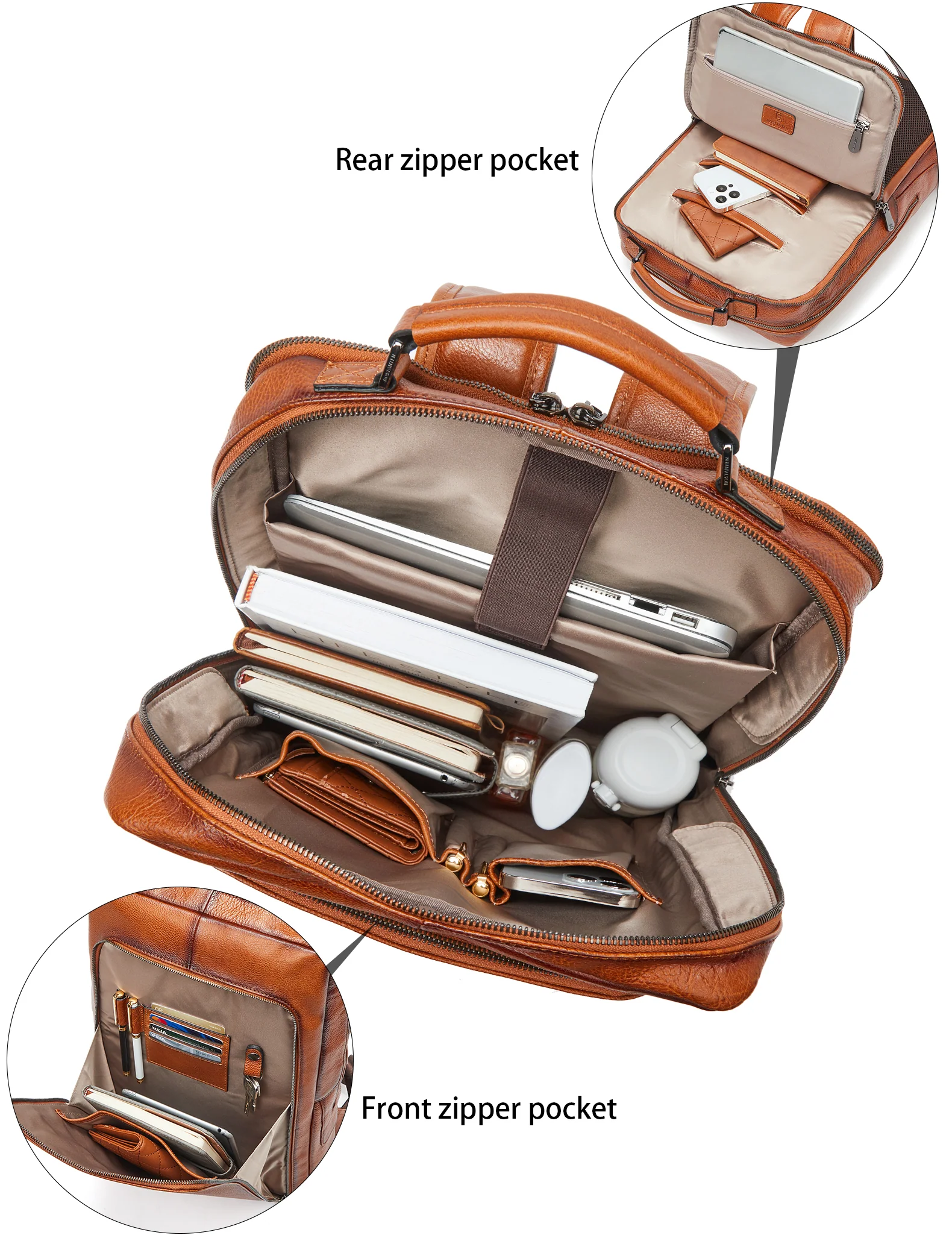 Large Vintage Travel Backpack for Men - Accordion Structure - Image 7