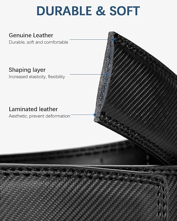 BOSTANTEN Leather Ratchet Belt For Men Dress and Casual with Adjustable Buckle, Trim to Fit - Image 5