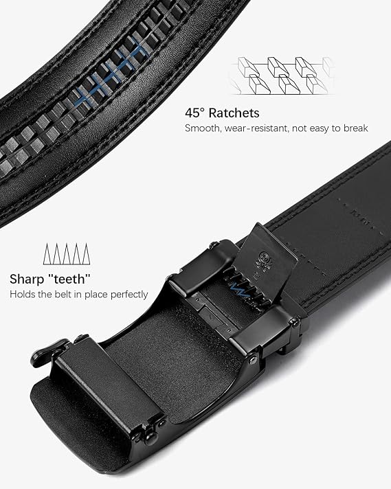 BOSTANTEN Leather Ratchet Belt For Men Dress and Casual with Adjustable Buckle, Trim to Fit - Image 6